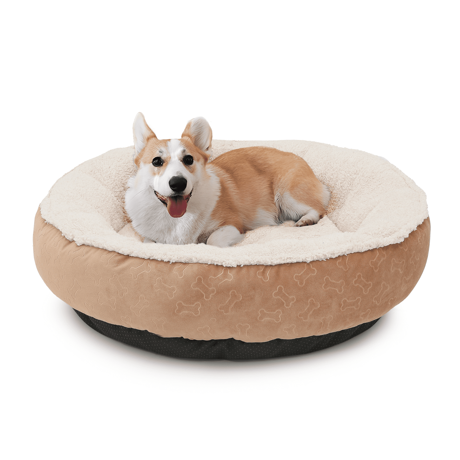 Magshion Calming Donut Dog Bed for Small to Large Dogs, Cat & Puppy Bed: Anti Stability, Luxurious Comfort, Cozy Soft Short Plush Round Pet Bed, Dark Gray