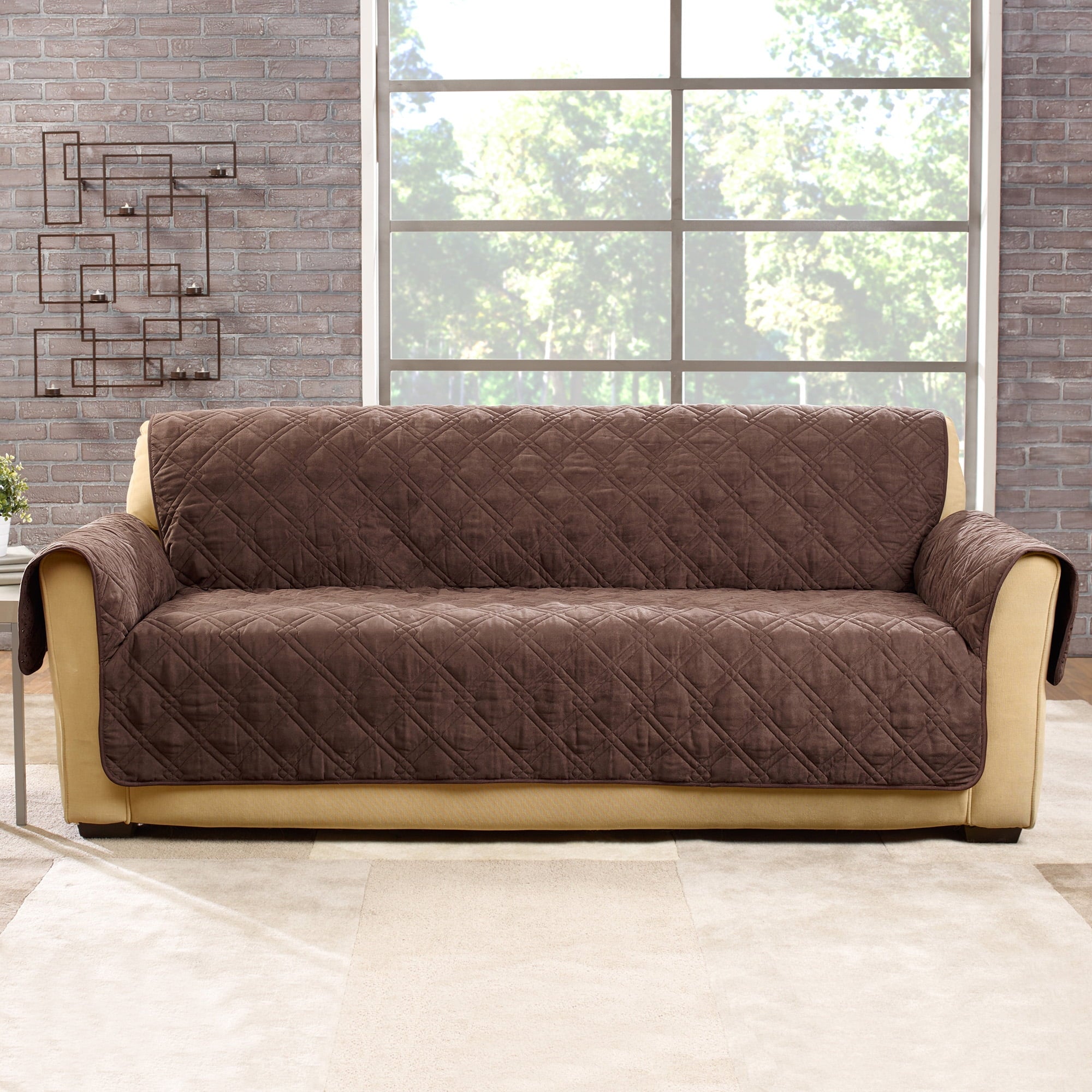 SureFit Microfiber Pet Sofa Furniture Cover in Chocolate