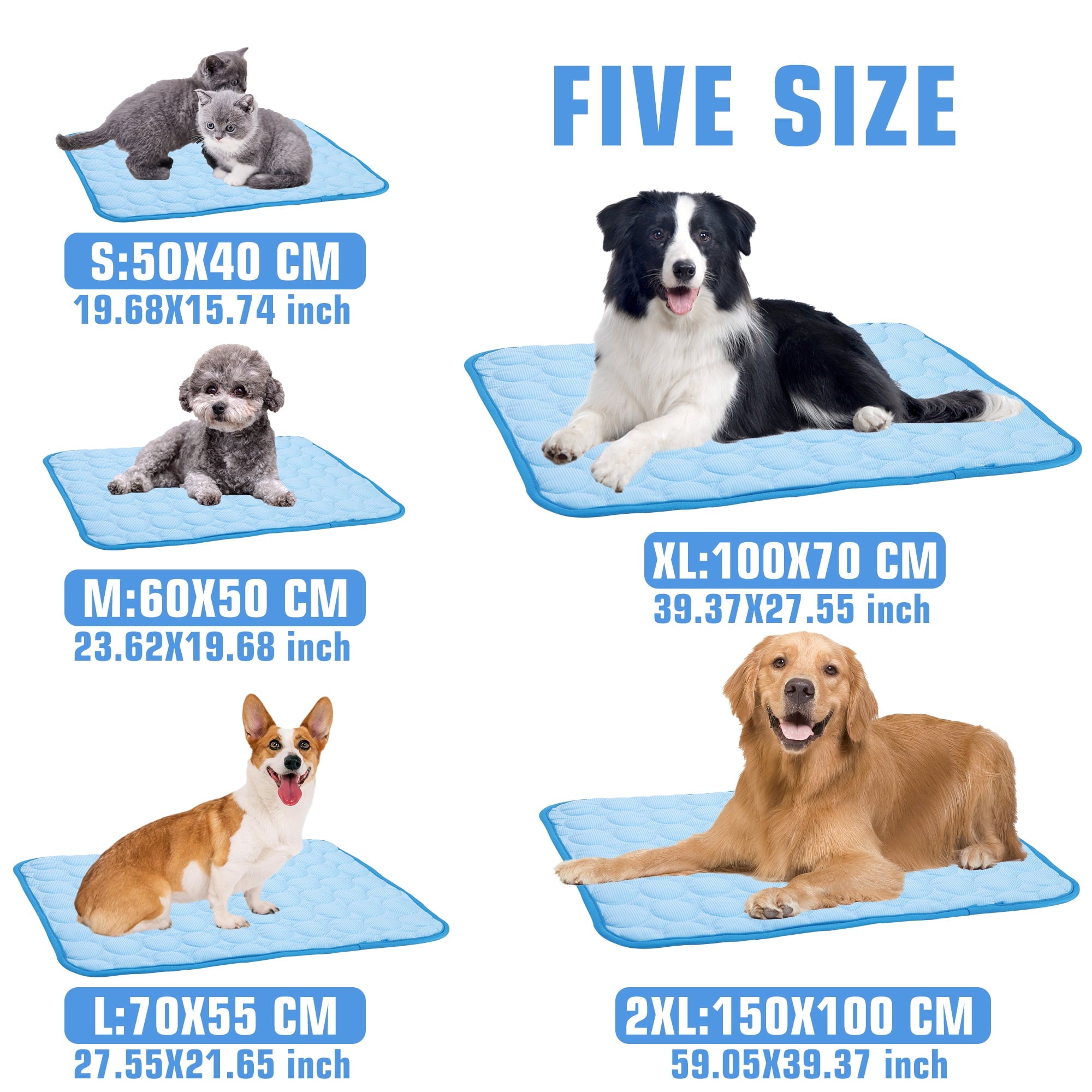 Dogs Self Cooling Mat, Pet Chill Cool Pads Blanket, Summer Hot Weather Sleeping Kennel Mat, Washable Ice Silk Sleep Mat Pad Non-Toxic Breathable