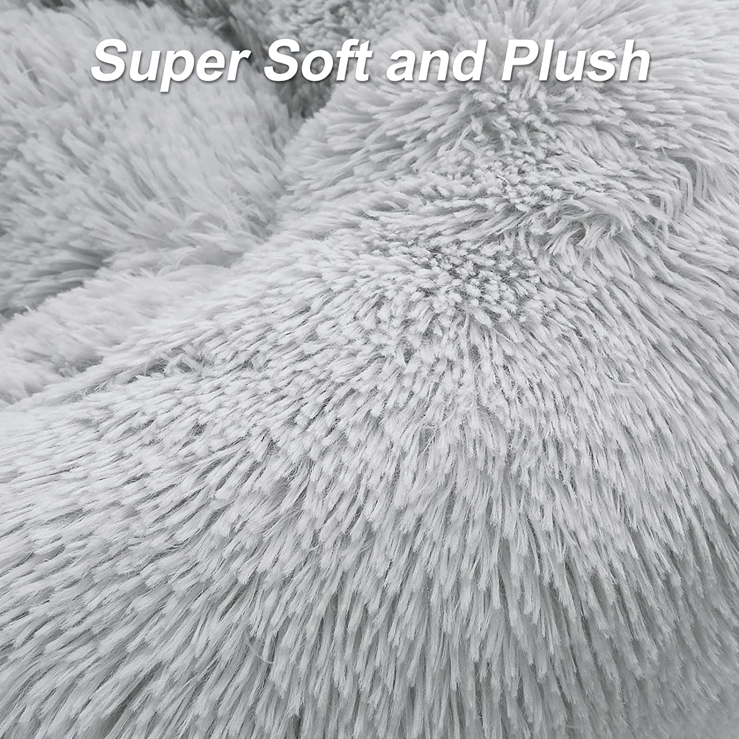 Calming Dog Bed For Large Dogs, GHODEC 31" Washable-Round Cozy Soft Dog Bed with Non-Slip Bottom,Fits up to 45 lbs Pets, Pale Grey