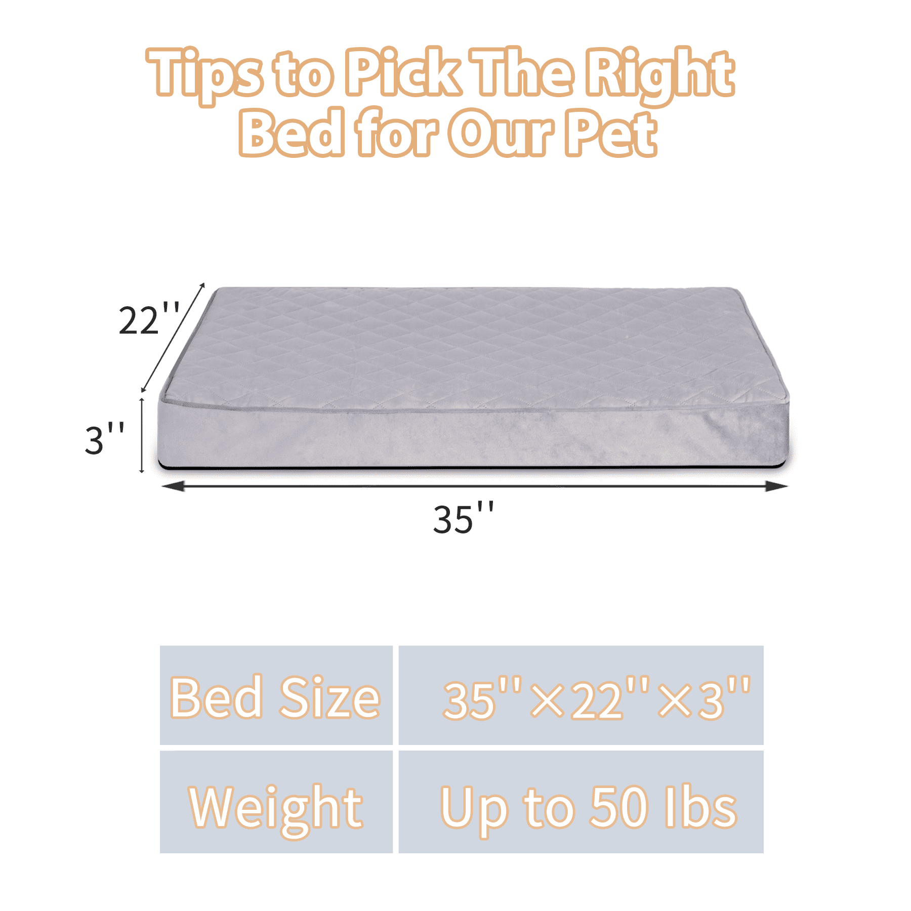 Pataipetit 35" Waterproof Orthopedic Dog Bed for Large Dogs Orthopedic Dog Crate Bed with Removable Washable Cover