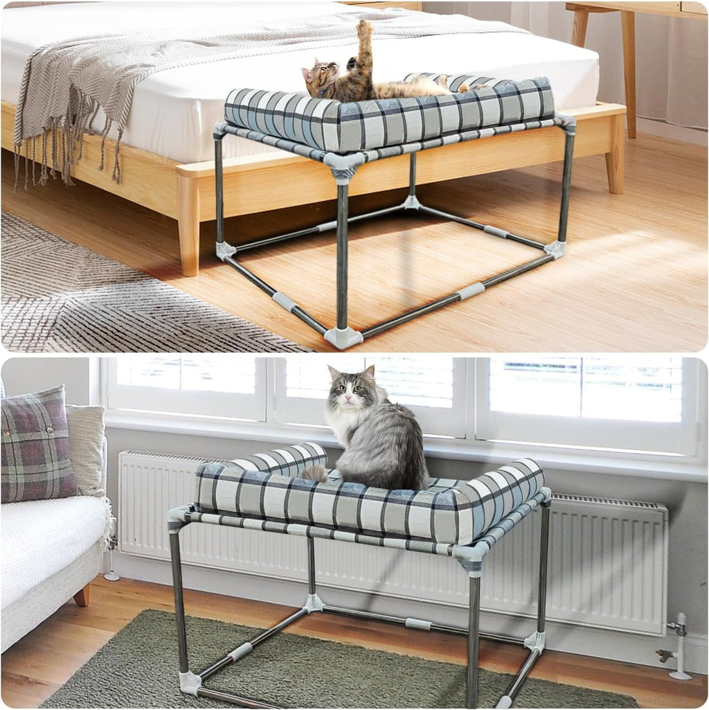 Bedside Cosleeper Pet Dog Bed - Dog Beds with Pillow Extension Attached to Human Bed Height Raised Pet Window Perch (34'' x 26'' x 20'')