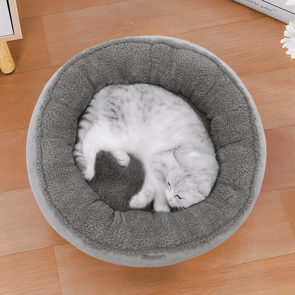 Magshion Calming Donut Dog Bed for Small to Large Dogs, Cat & Puppy Bed: Anti Stability, Luxurious Comfort, Cozy Soft Short Plush Round Pet Bed, Dark Gray