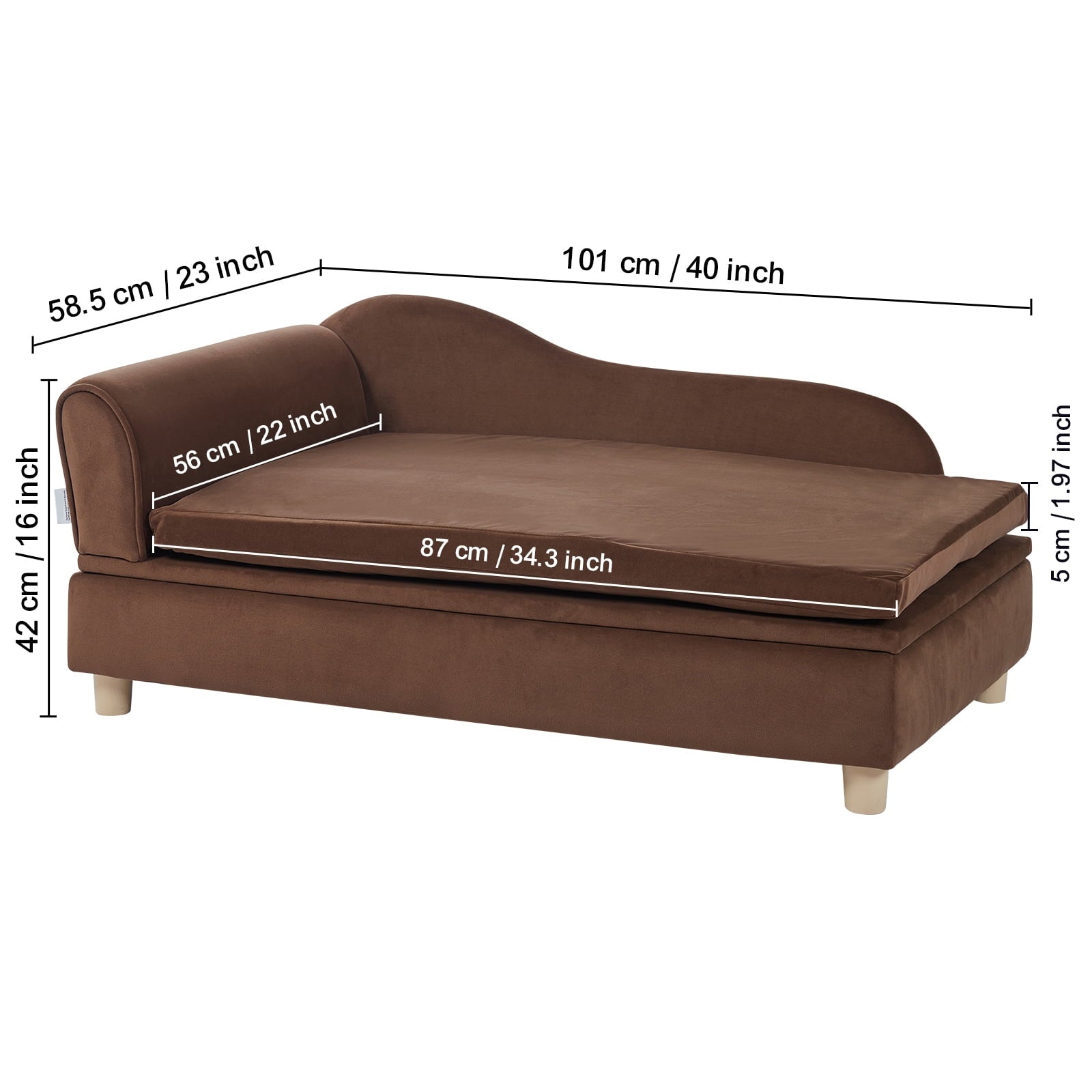 KFFKFF Pet Sofa Dog Couch for Large-Sized Dogs Dog Cat Sofa Bed 110 lbs Brown