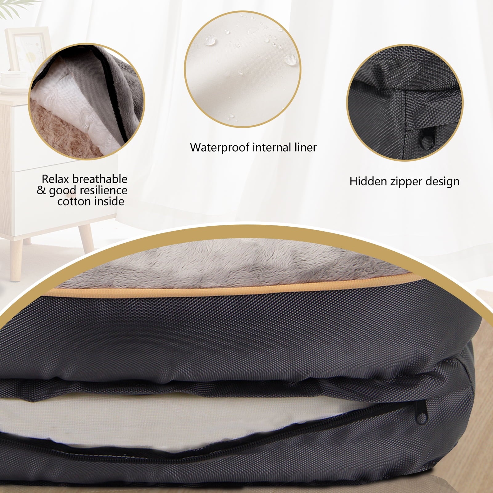 JOYELF Large Memory Foam Dog Bed, Orthopedic Dog Bed & Sofa with Removable Washable Cover and Squeaker Toys as Gift