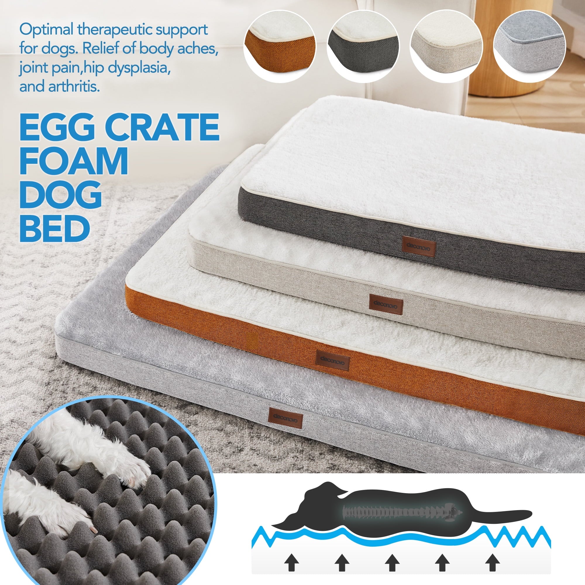 Deconovo Light Gray Dog Mat - Waterproof & Machine Washable Pet Bed for Medium & Small Dogs, 30x20x3