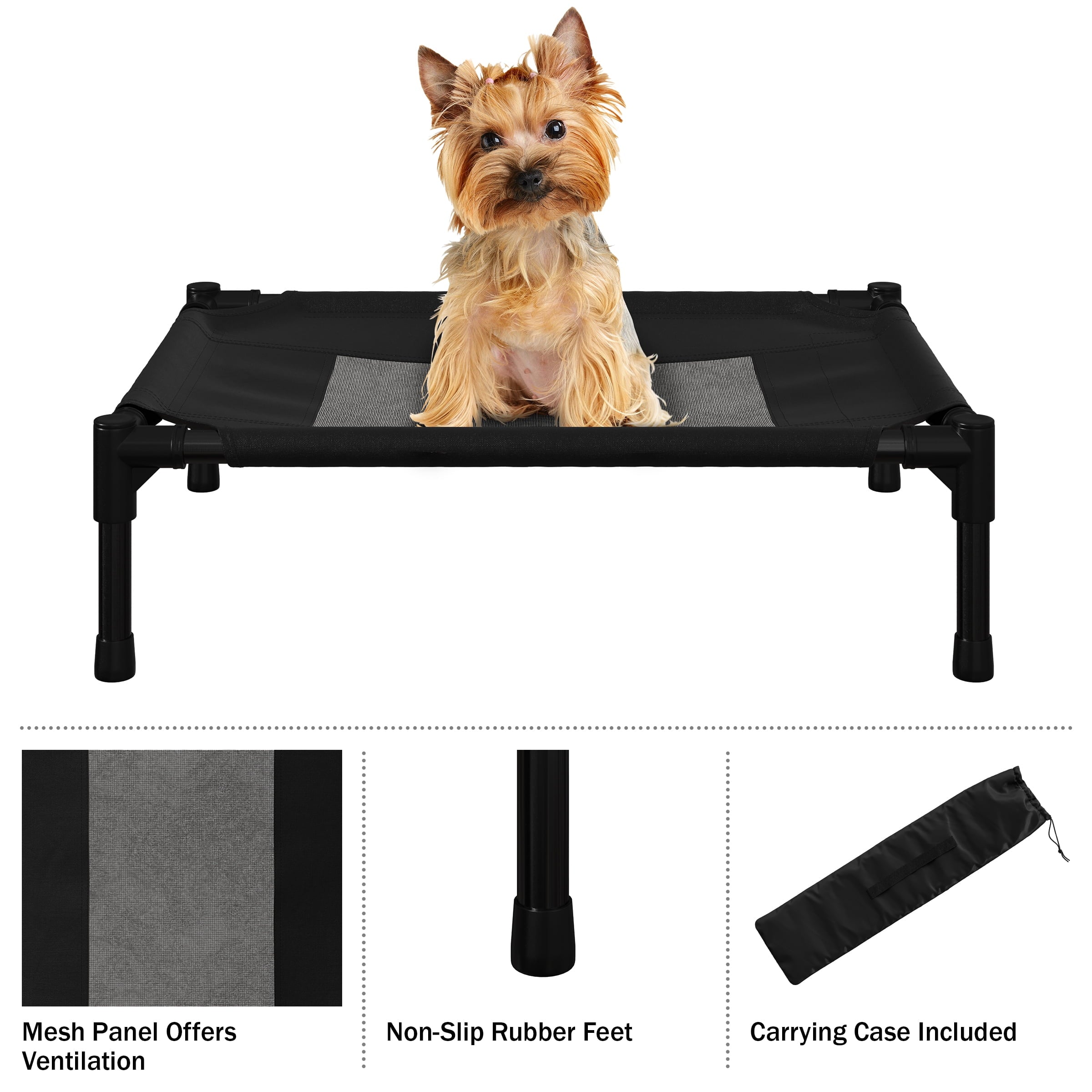 PETMAKER 24.5x18.5 Elevated Dog Bed - Indoor/Outdoor Cot for Pets (Black)