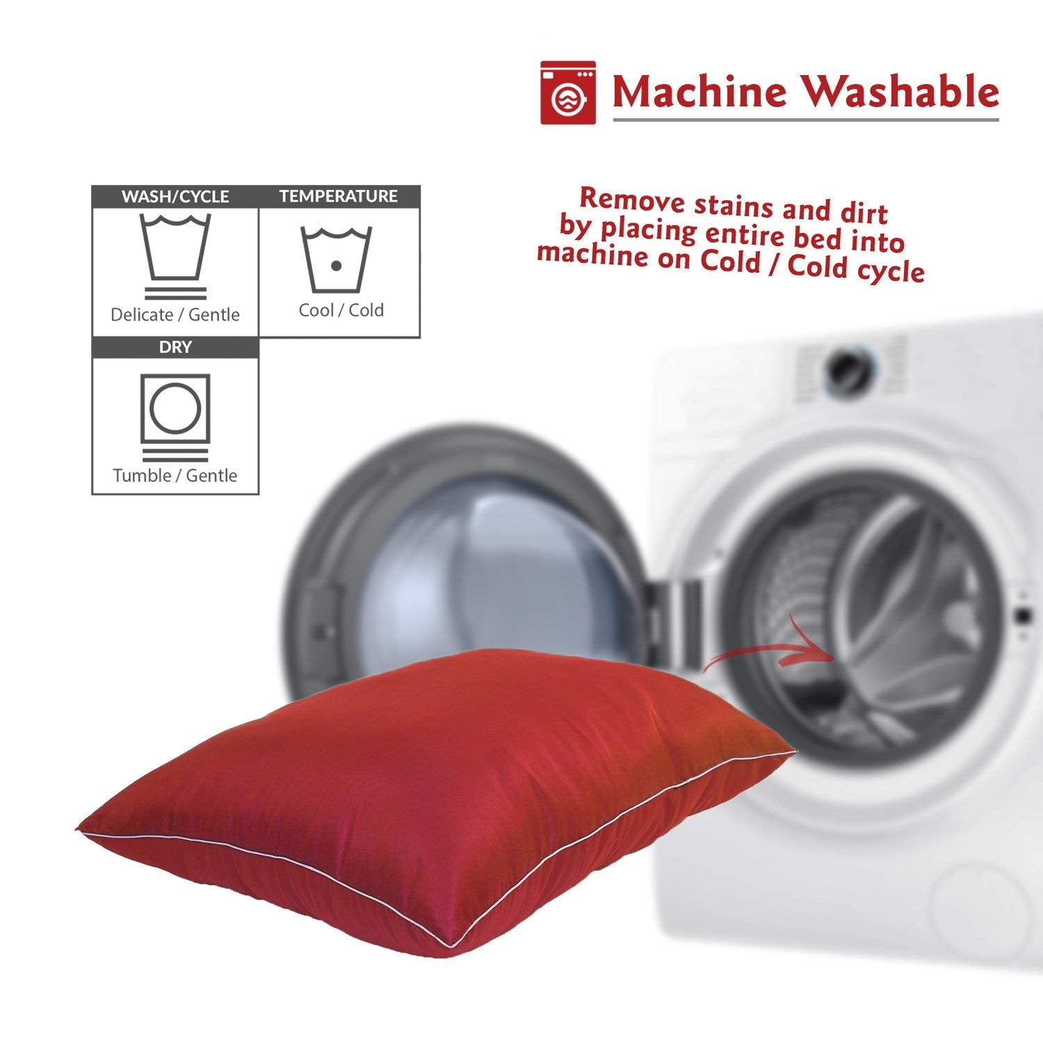 Majestic Pet Super Value Machine Washable Dog Bed, Medium, Red