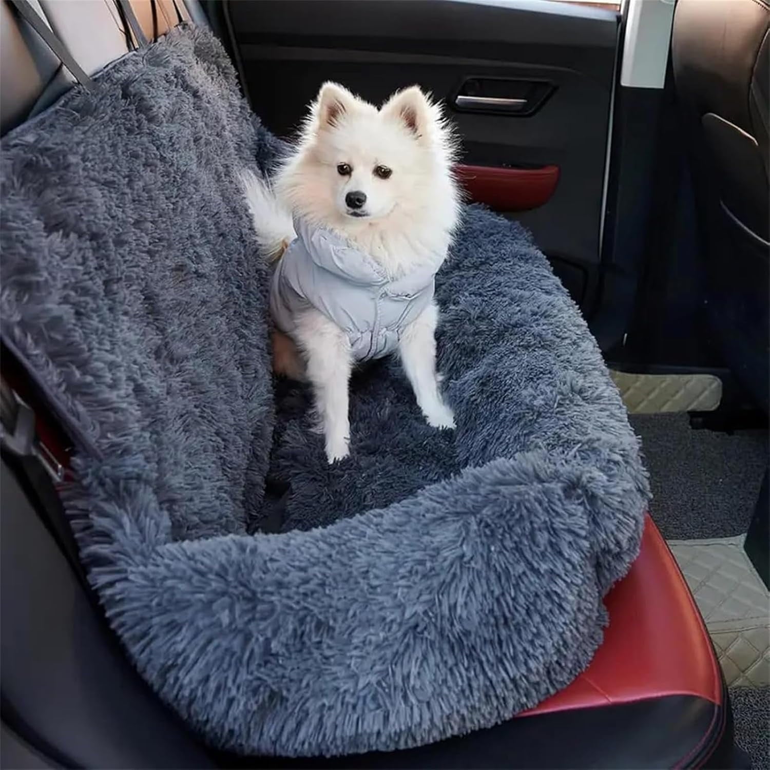 Pelzbarn Car Seat, Pelzbarn Car Seat Dog Bed with Safety Straps pelzbarn Cars Beds, for Small & Large Dogs, Non-Slip Travel Bed with Removable Cushion for All Vehicles (B,60 * 60CM)