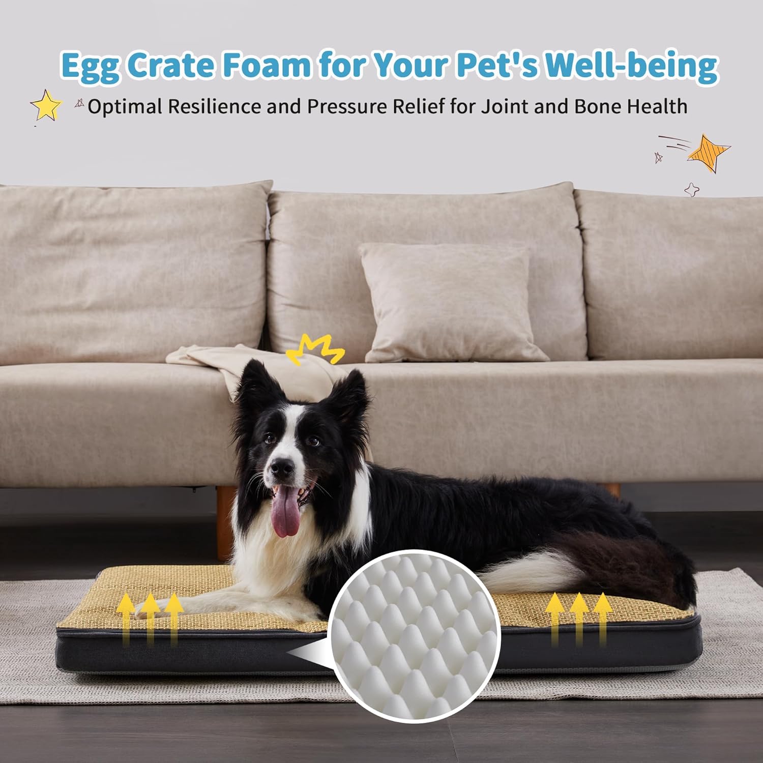 Large 2-in-1 Pet Bed with Removable Waterproof Washable Covers, Gray
