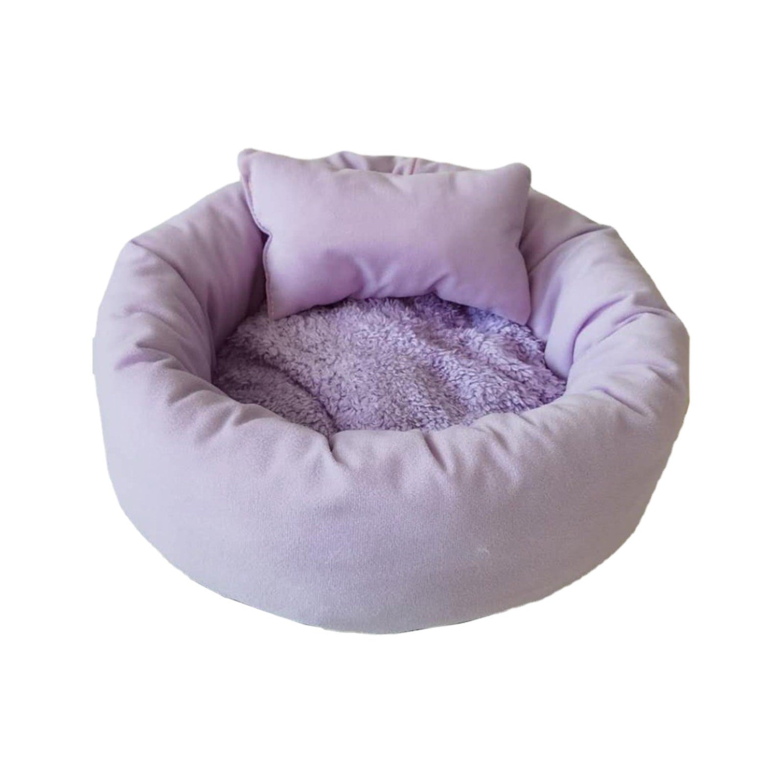 Calming Cat Beds with Pillow for Small Medium Dogs and Cats, Round Dog Puppy Cuddler Cozy Bed, Washable Fluffy Plush Pet Bed Thickened Dog Kennel Mat for Puppy Sleeping, S 40CM