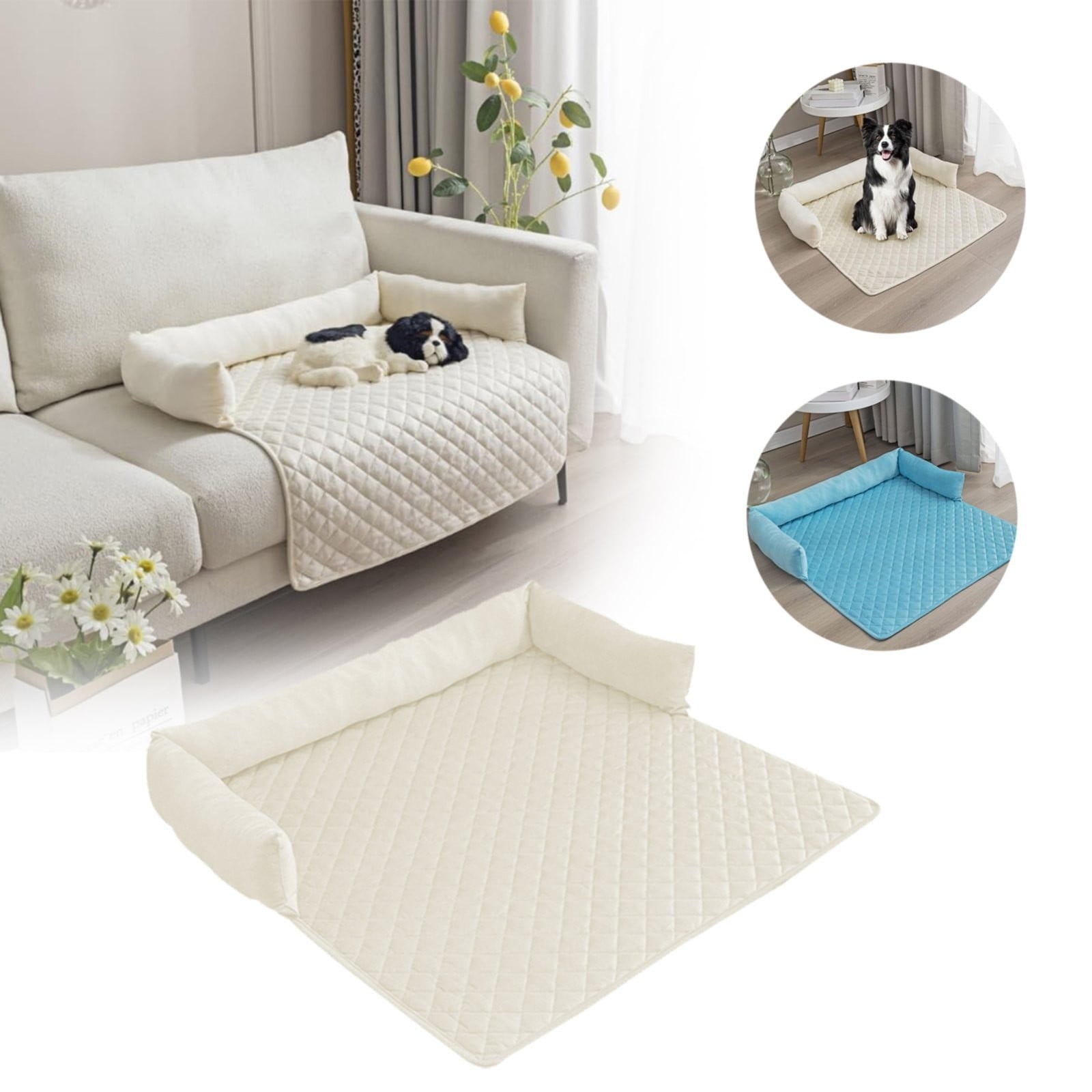Pelsbarn Cooling Dog Bed Plush Sofa Pet Bed For Cats And Dogs In Winter Detachable And Washable Dog Bed Cat Mat Pet Mat (WH 75*120)