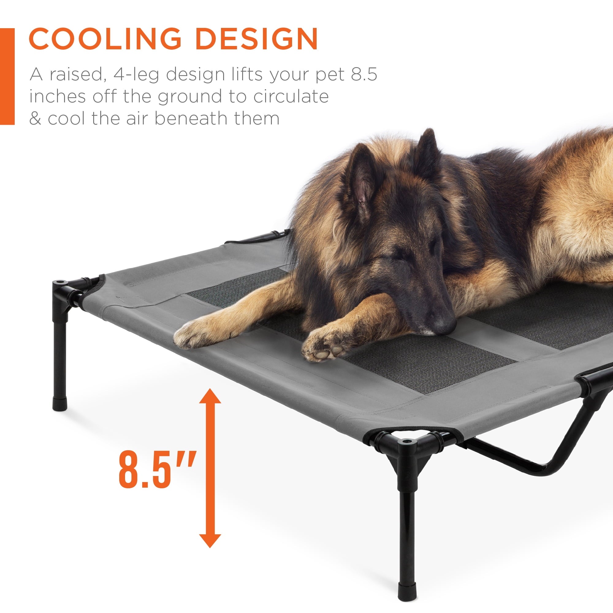 Best Choice Products 48in Elevated Cooling Dog Bed, Outdoor Raised Mesh Pet Cot w/ Removable Canopy, Carrying Bag - Gray