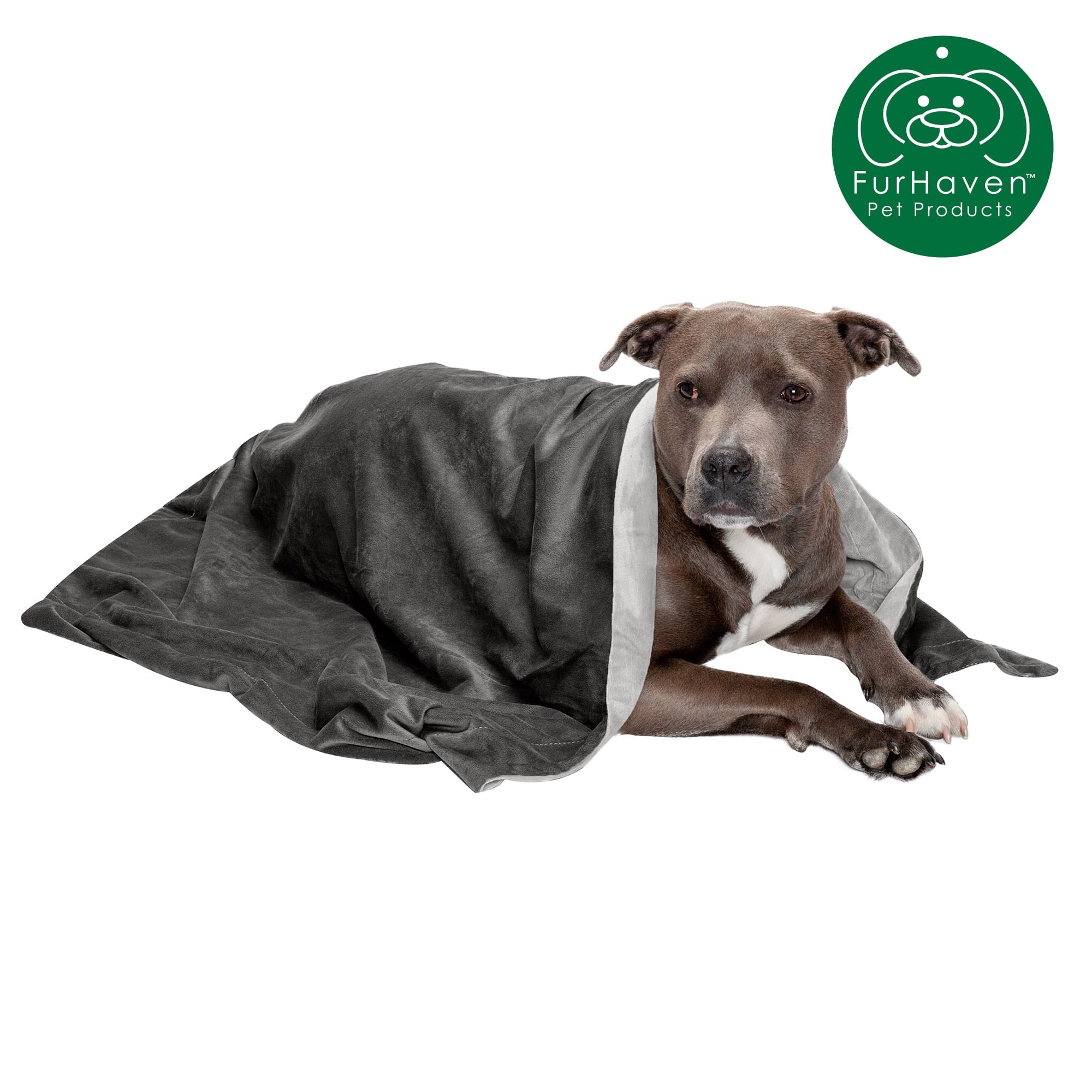 FurHaven Pet Products Waterproof Velvet Throw Blanket - Granite Gray, Large