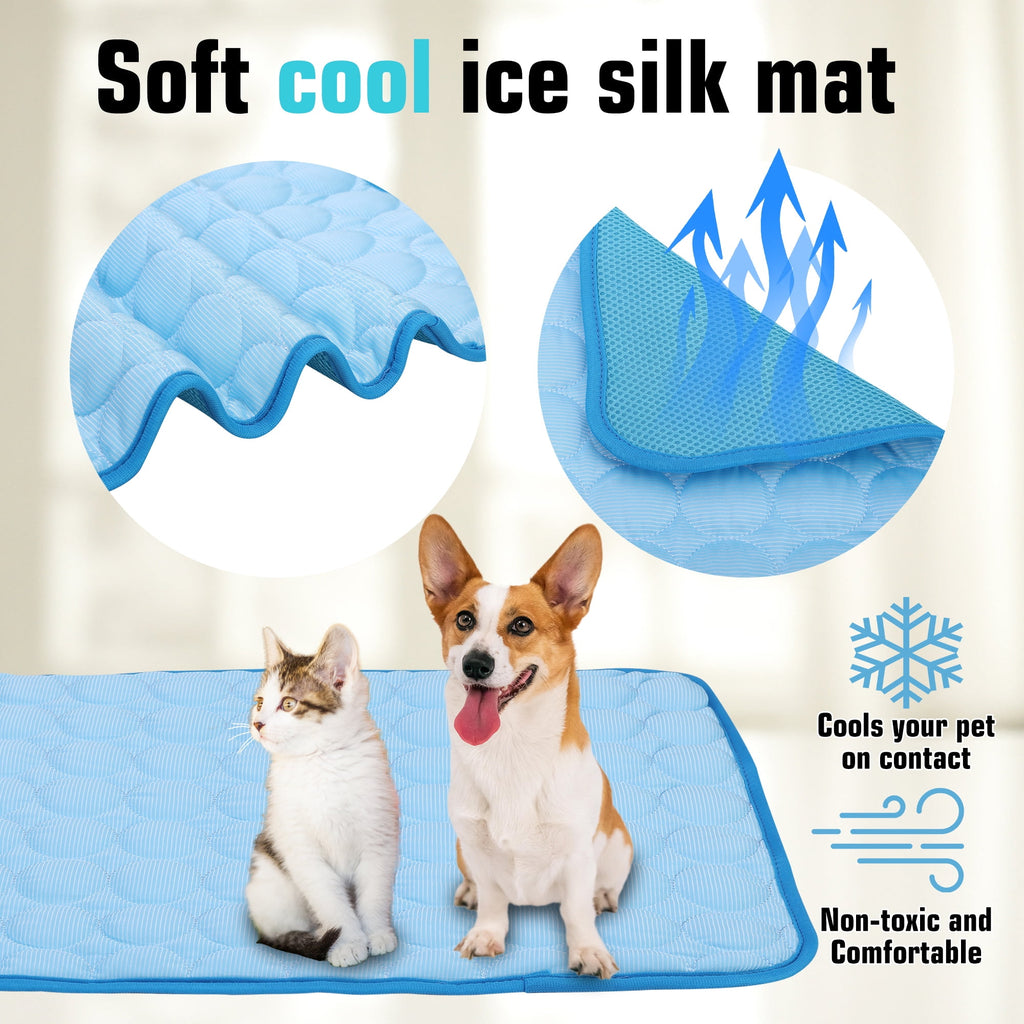 Dogs Self Cooling Mat, Pet Chill Cool Pads Blanket, Summer Hot Weather Sleeping Kennel Mat, Washable Ice Silk Sleep Mat Pad Non-Toxic Breathable