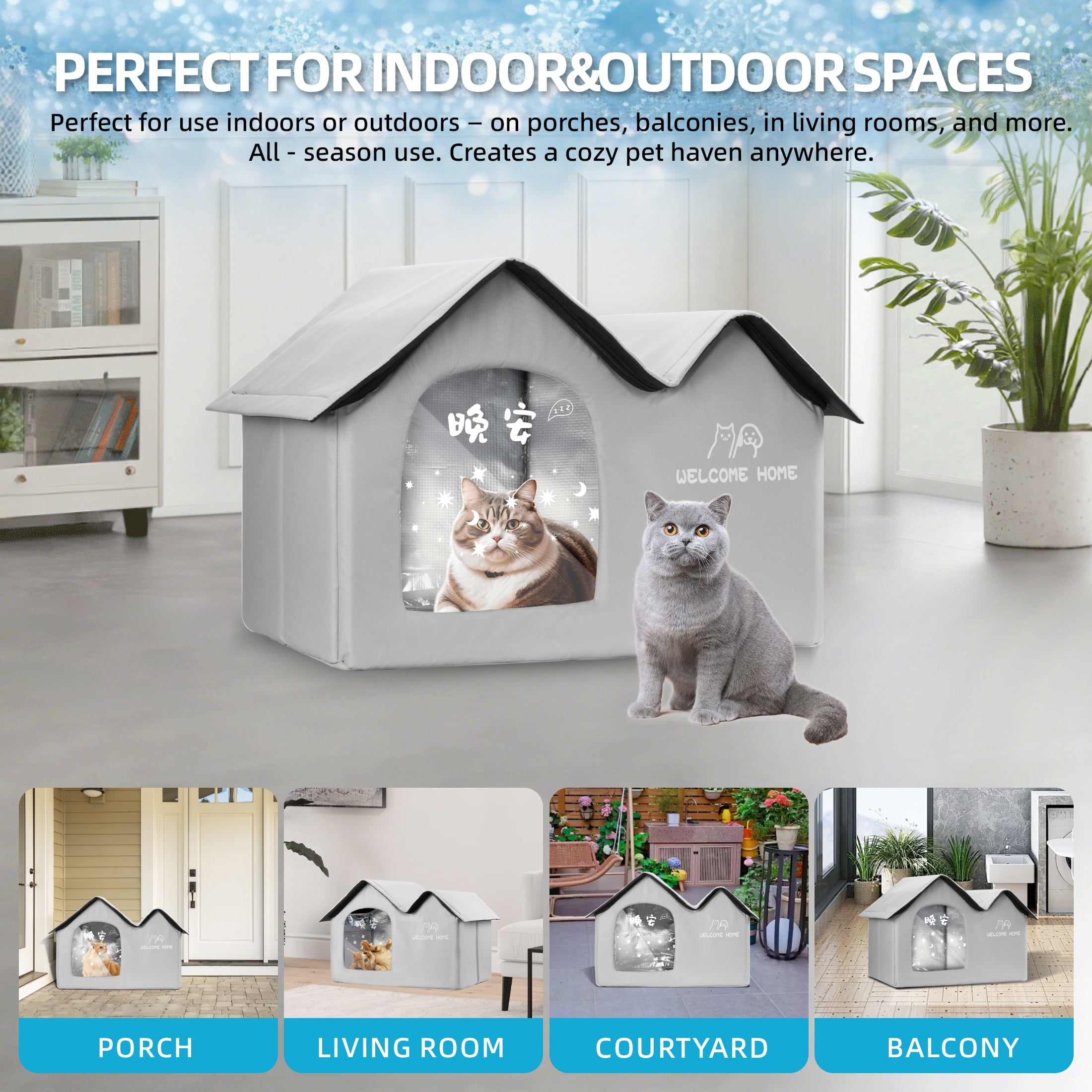 XL Size Cooling Pet House, 24 x 15.7 x 16.5 in, for Pets up to 38.5 lbs, Outdoor Indoor Shelter