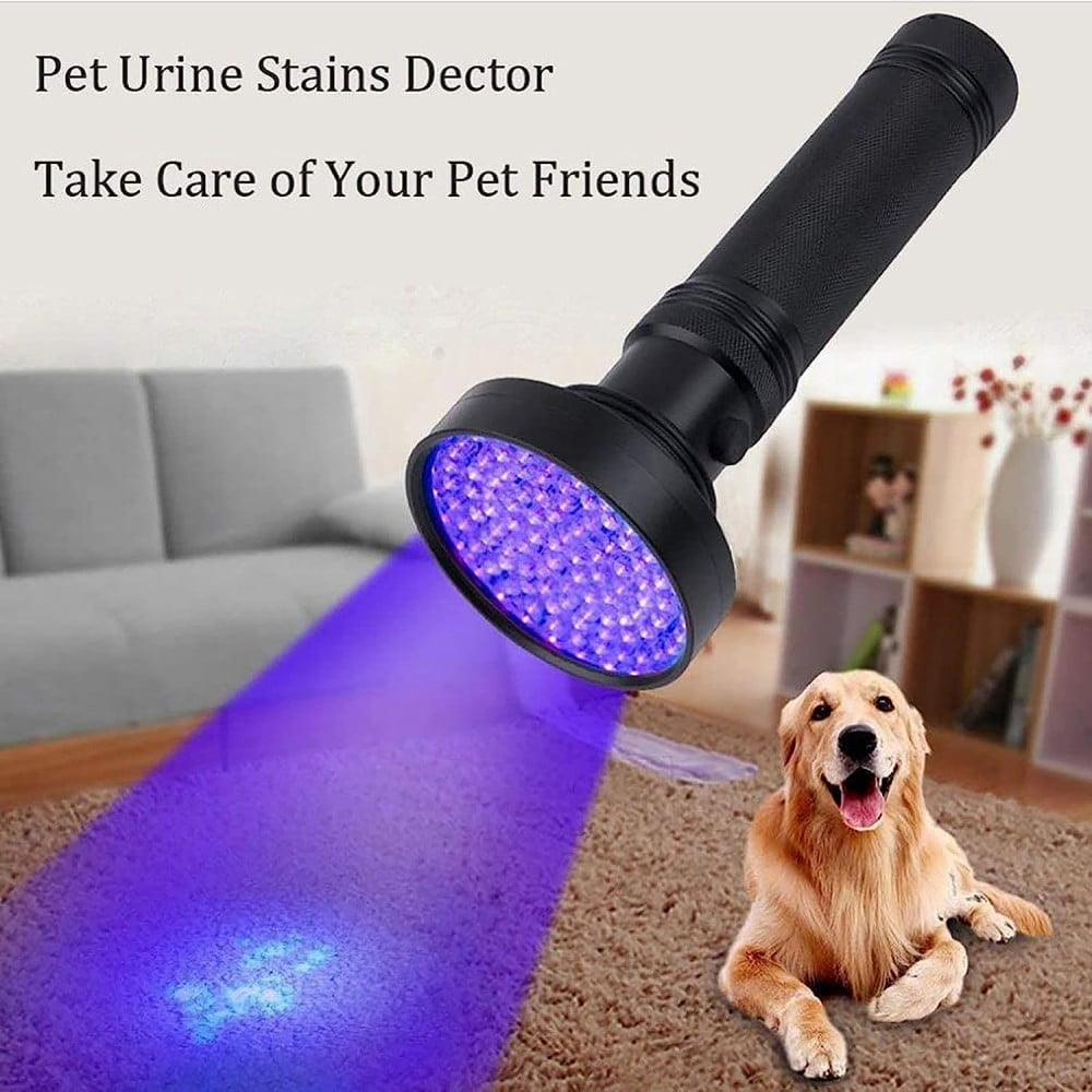 Puseky UV Flashlight Black Light 100 LED Light Handheld Blacklight 395 nM Detector for Pet Urine, Stains, Bed Bug and Scorpions, Torch Ultra Violet Flashlight