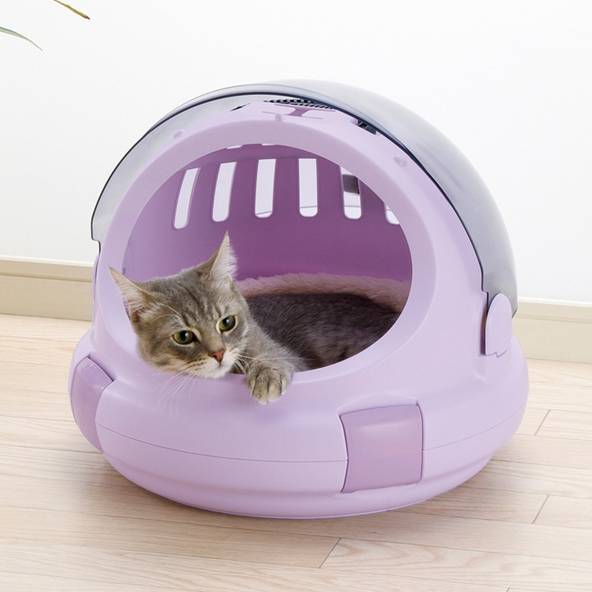Richell Space Capsule Travel Pet Carrier & Bed in Lavender, Functional for Small Dogs/Cats
