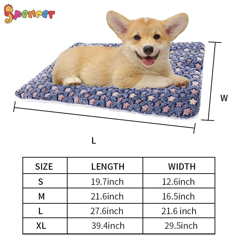 Spencer Large Dog Cat Pet Sleep Mat Soft Warm Reversible Fleece Crate Bed Mat Kennel Cage Cushion for Large Medium Small Dog Cat (S, Pink)