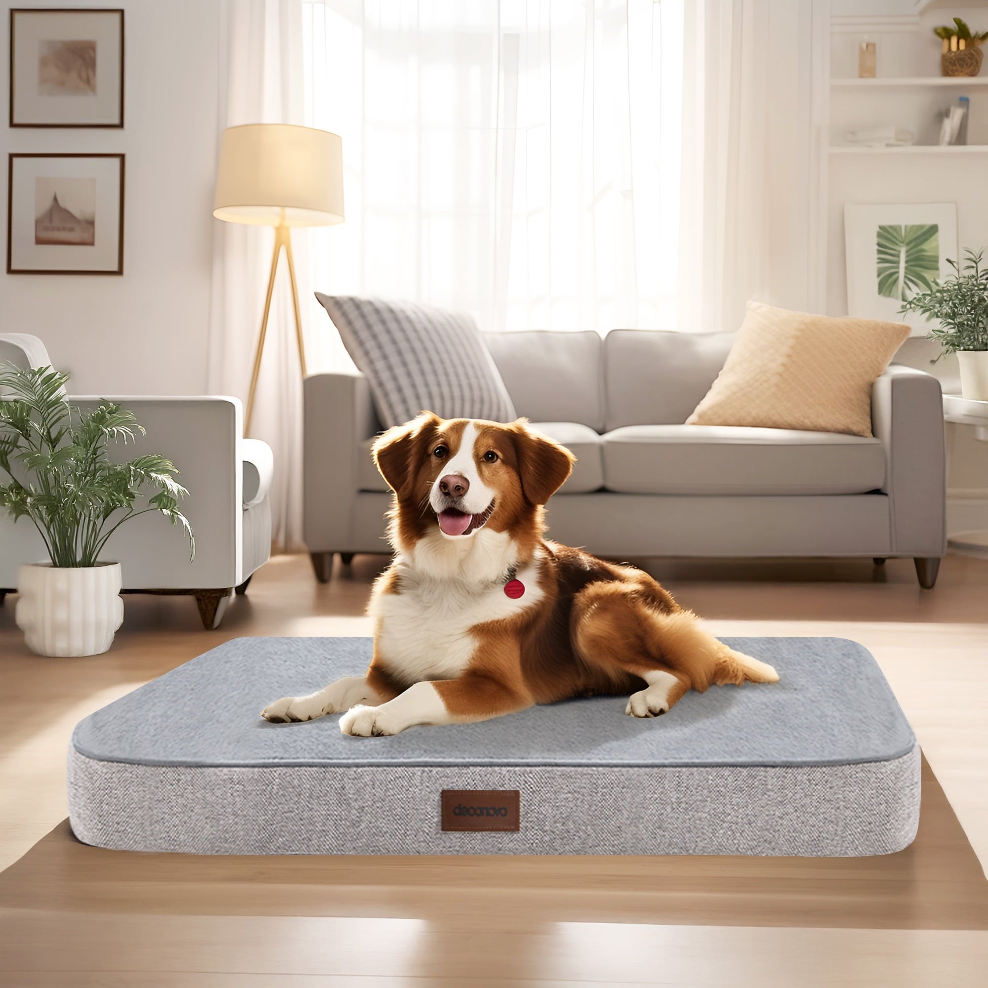 Deconovo Light Gray Dog Mat - Waterproof & Machine Washable Pet Bed for Medium & Small Dogs, 30x20x3