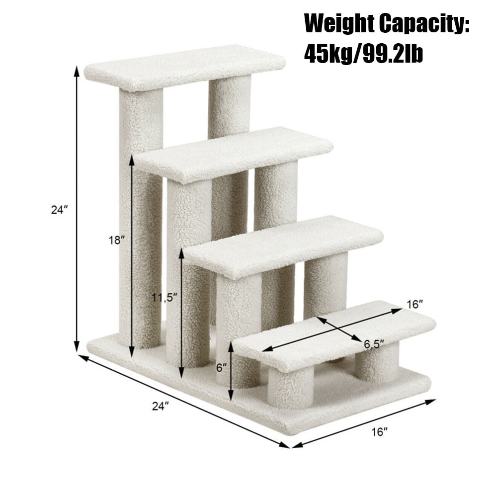 4-Step Pet Stairs Carpeted Ladder Ramp Scratching Post Cat Tree Climber, Dog Stairs for Small Dogs, Dog Steps Stairs Ramps for High Bed Couch