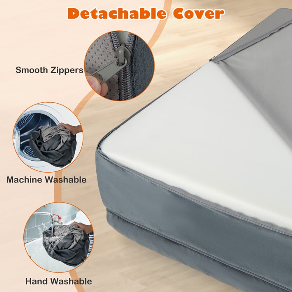 Spaco Orthopedic Dog Bed Memory Foam Pet Bed with Headrest for Large Dogs-Grey