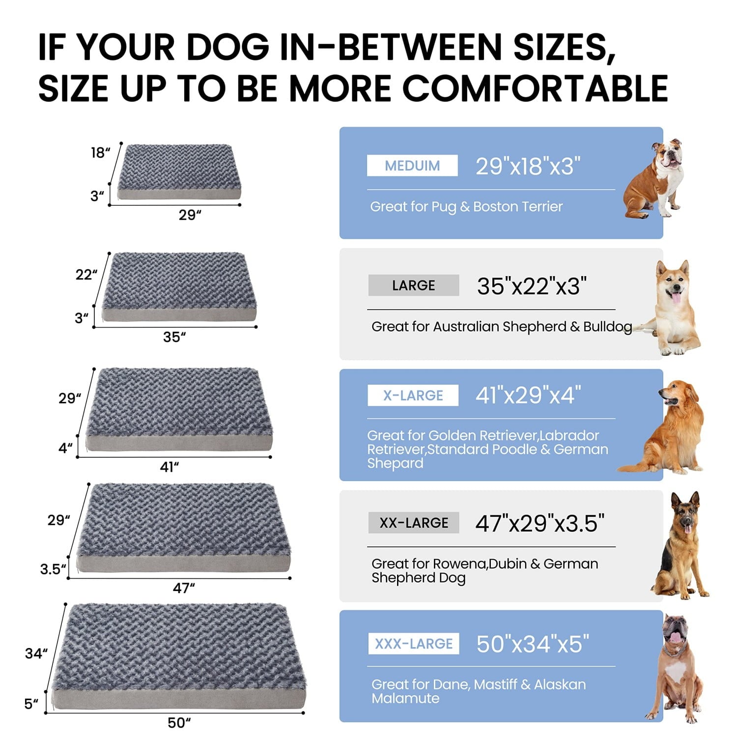 WATANIYA PET Memory Foam Soft Rose Plush Dog Bed, Non Slip Bottom, Washable Pet Bed Mattress, Grey