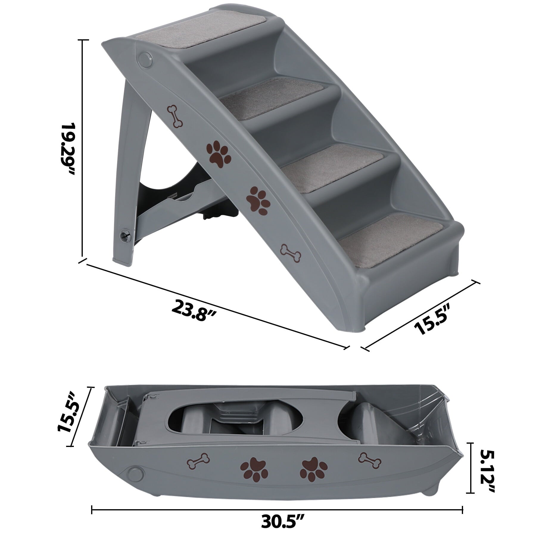 ZENSTYLE Pet Dog Foldable Stairs 4 Steps for High Bed with Non-slip Pad for Indoor Outdoor