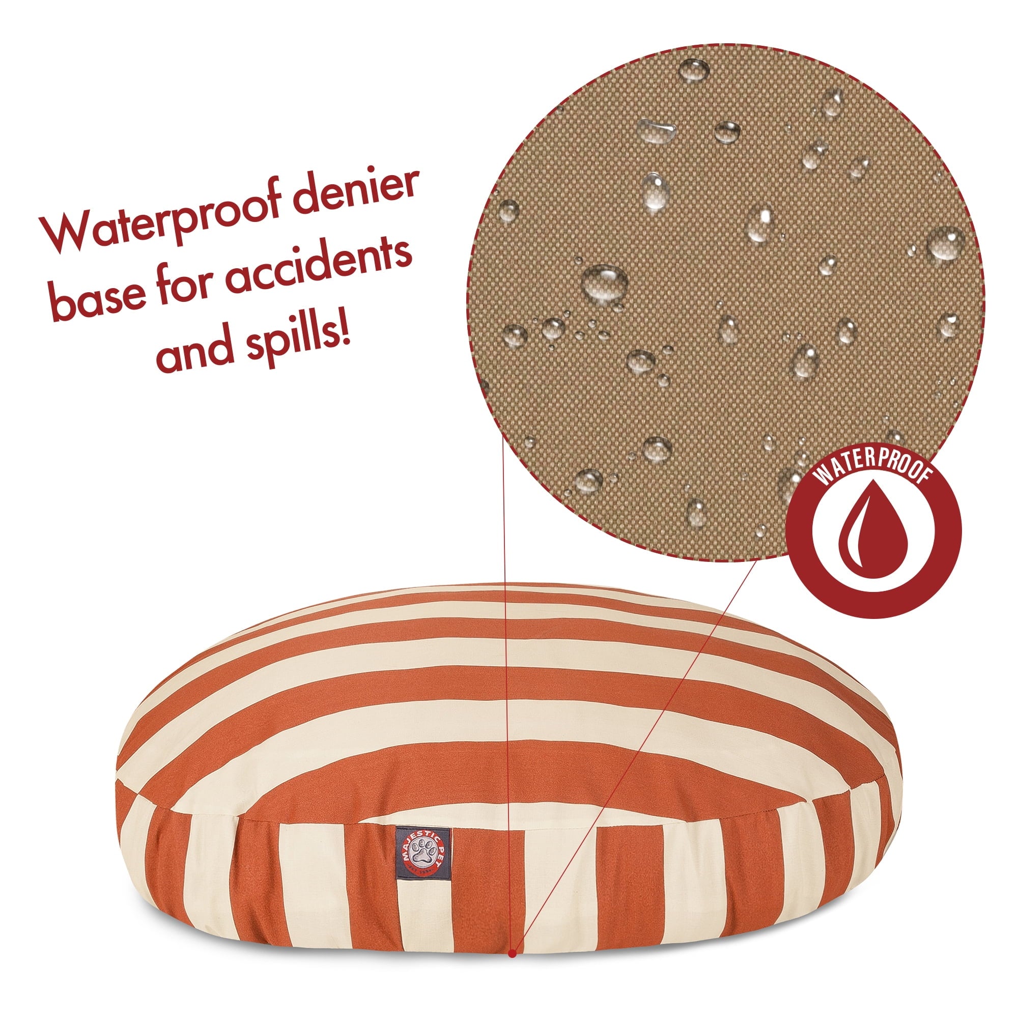 Majestic Pet | Vertical Stripe Round Pet Bed For Dogs, Removable Cover, Burnt Orange, Small
