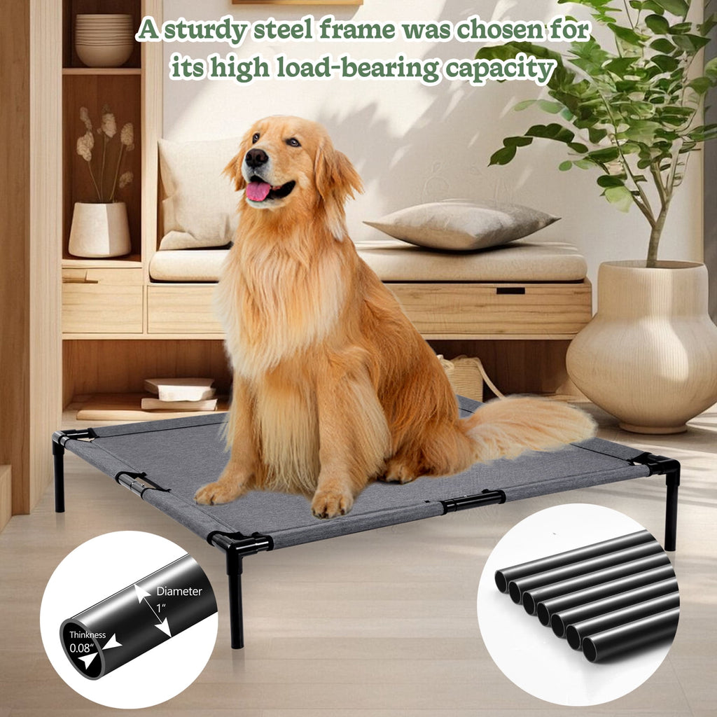 Reyox Cooling Elevated Dog Bed for Large Dogs,Large Raised Dog Bed with Breathable Mesh,Washable Chew Proof Dog Cot