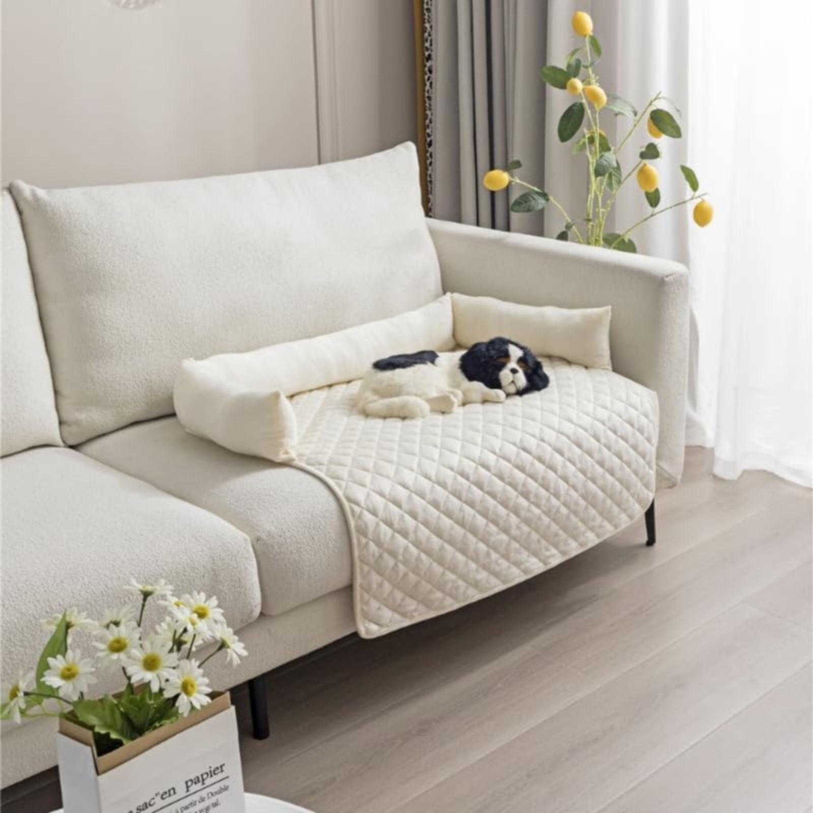 Pelsbarn Cooling Dog Bed Plush Sofa Pet Bed For Cats And Dogs In Winter Detachable And Washable Dog Bed Cat Mat Pet Mat (WH 75*120)
