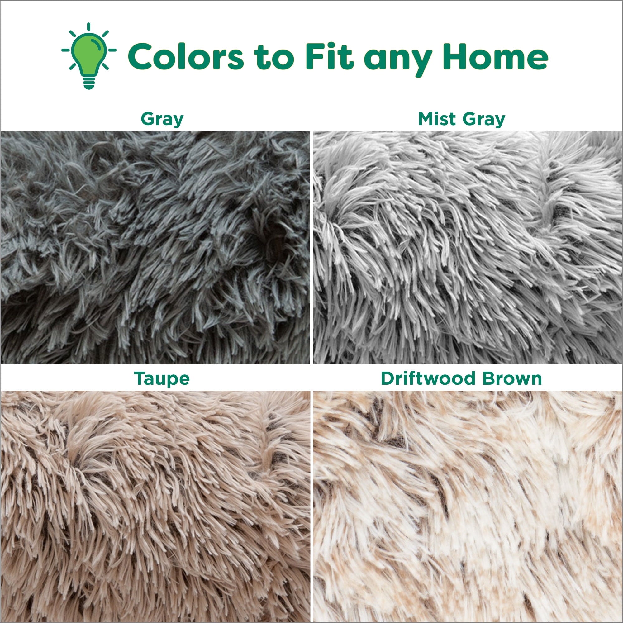 Furhaven 23" Round Calming Donut Dog Bed with Washable & Removable Cover & Bolster - Shaggy Plush Long Faux Fur Ball Bed - Taupe, For Dogs Up to 20 lbs, Small