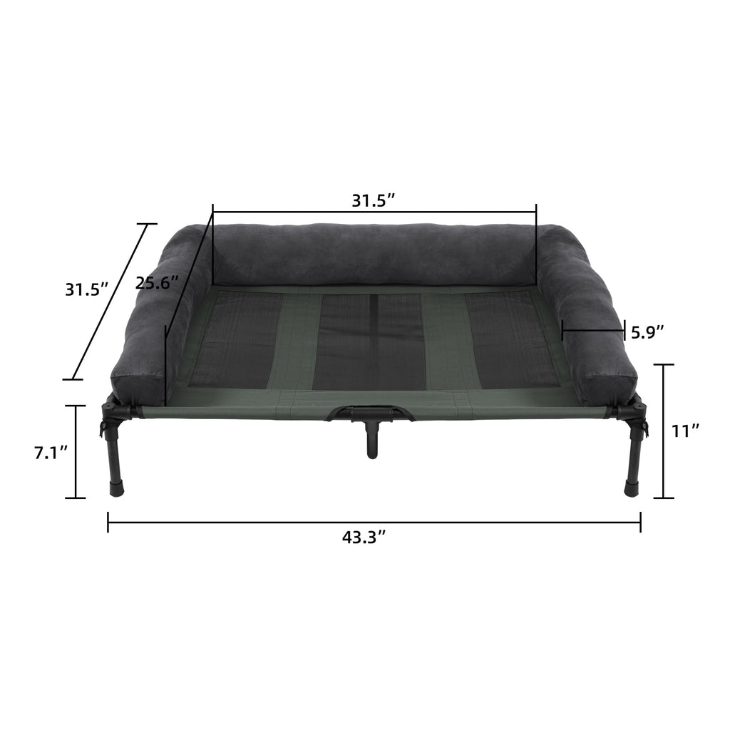 Bingopaw 4 in 1 Elevated Pet Dog Bed with Bolster, Gray, Extra Large, 43"L