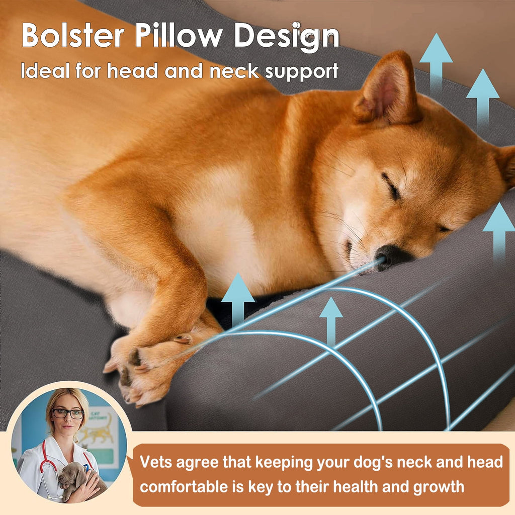 Calming Dog Bed Mat for Couch, Calming Dog Couch Bed with 3 Side Dog Pillow for Cat Dog Sofa. 30 x 30 x 5.2 inch Dog Beds