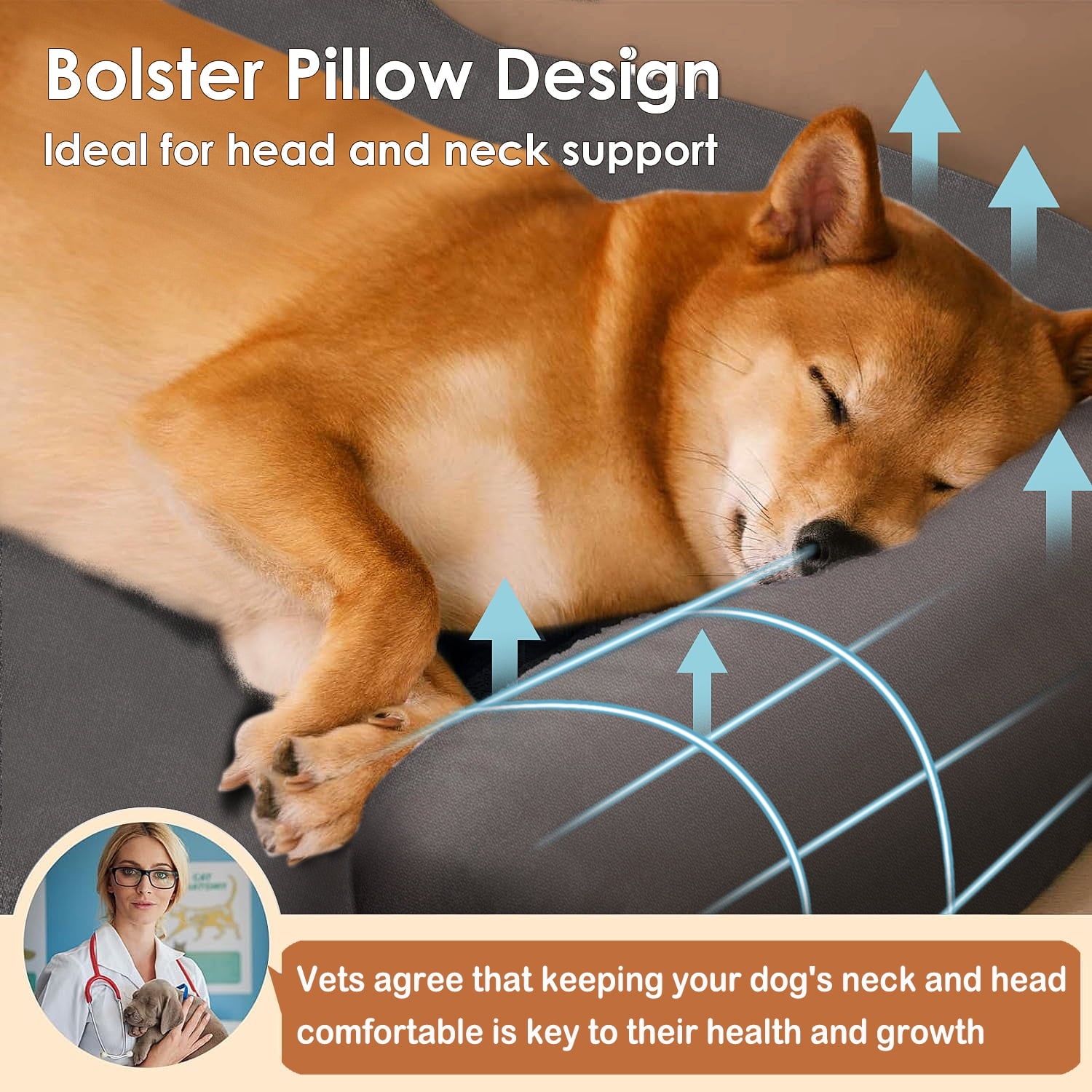 Calming Dog Bed Mat for Couch, Calming Dog Couch Bed with 3 Side Dog Pillow for Cat Dog Sofa. 30 x 30 x 5.2 inch Dog Beds