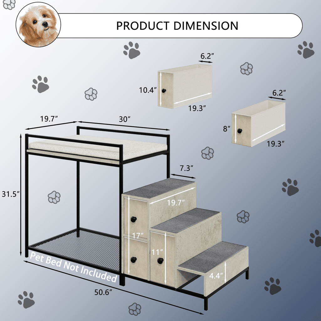 BOSSIN Pet Window Perch with Stairs,  3 Drawers Large Pet Bunk Bed for Dogs and Cats