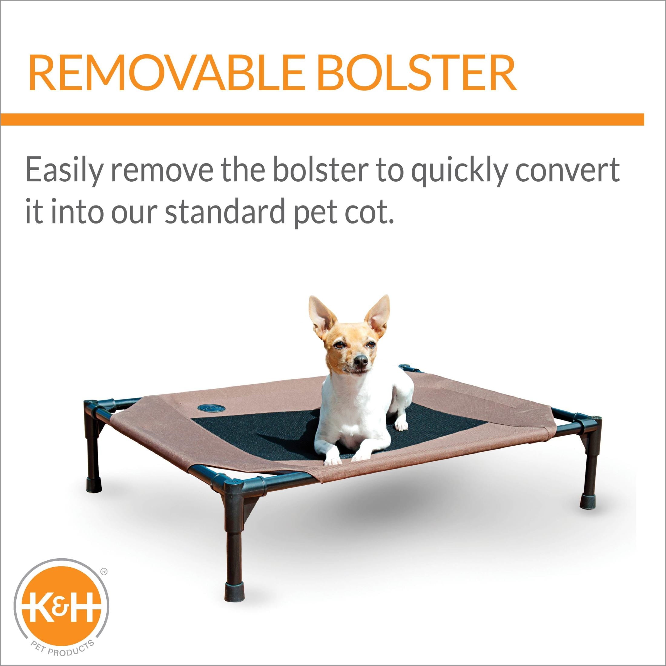 K&H Pet Products Original Bolster Pet Cot Elevated Pet Bed Chocolate/Black Mesh Medium 32 X 25 X 7 Inches