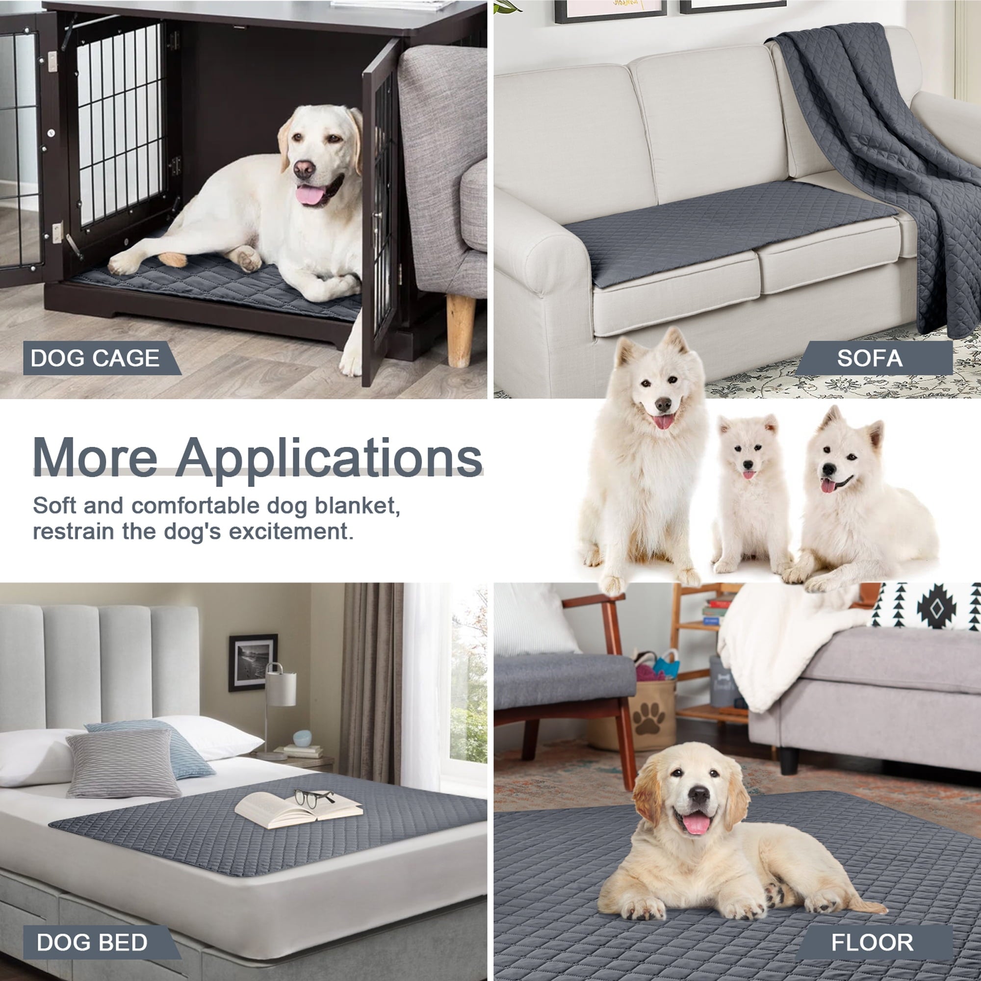 TAOCOCO Waterproof Reversible Dog Bed Cover 42" x 68" Dark Gray Furniture Protector for Pets