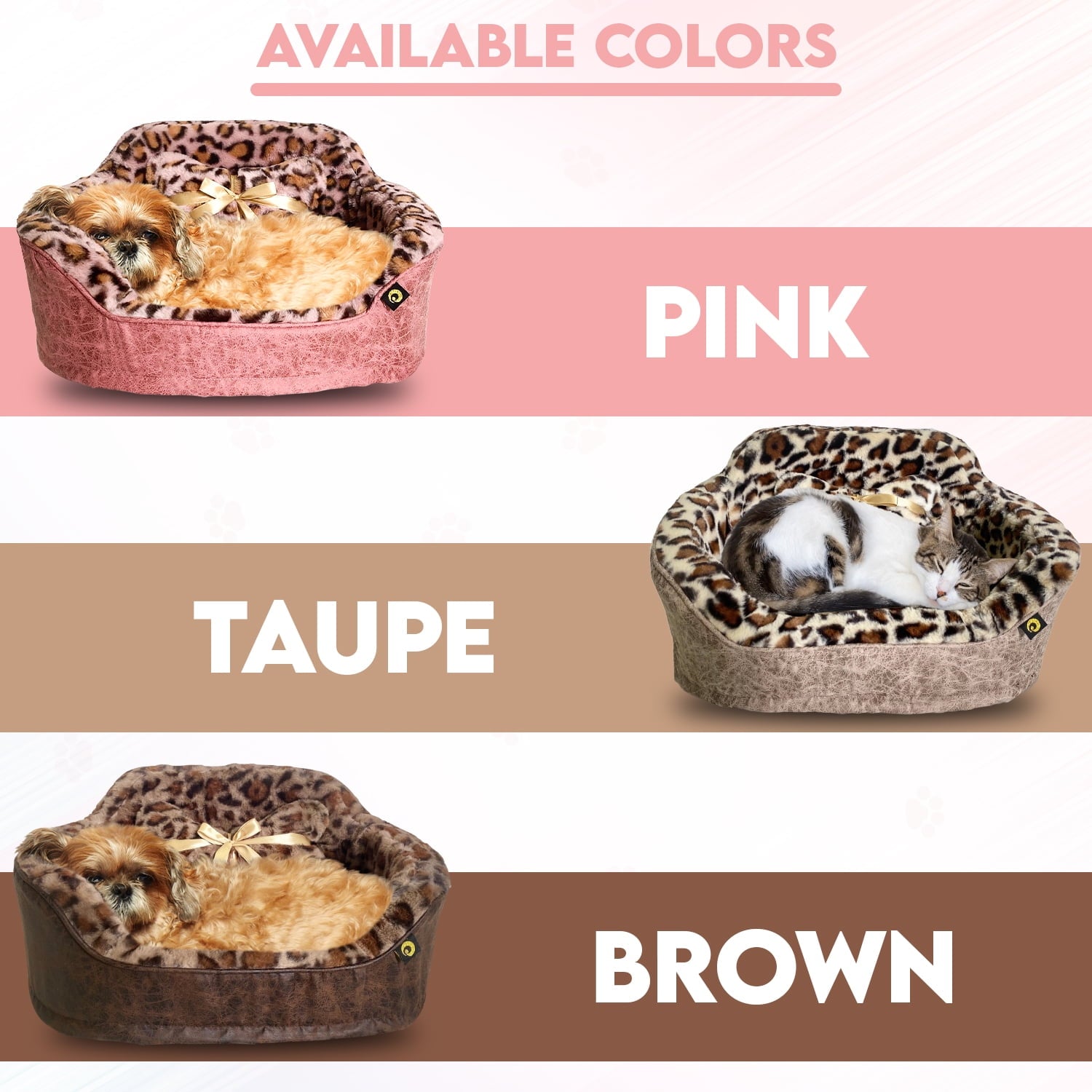 Precious Tails Leopard Princess Cat Dog Bed - Small