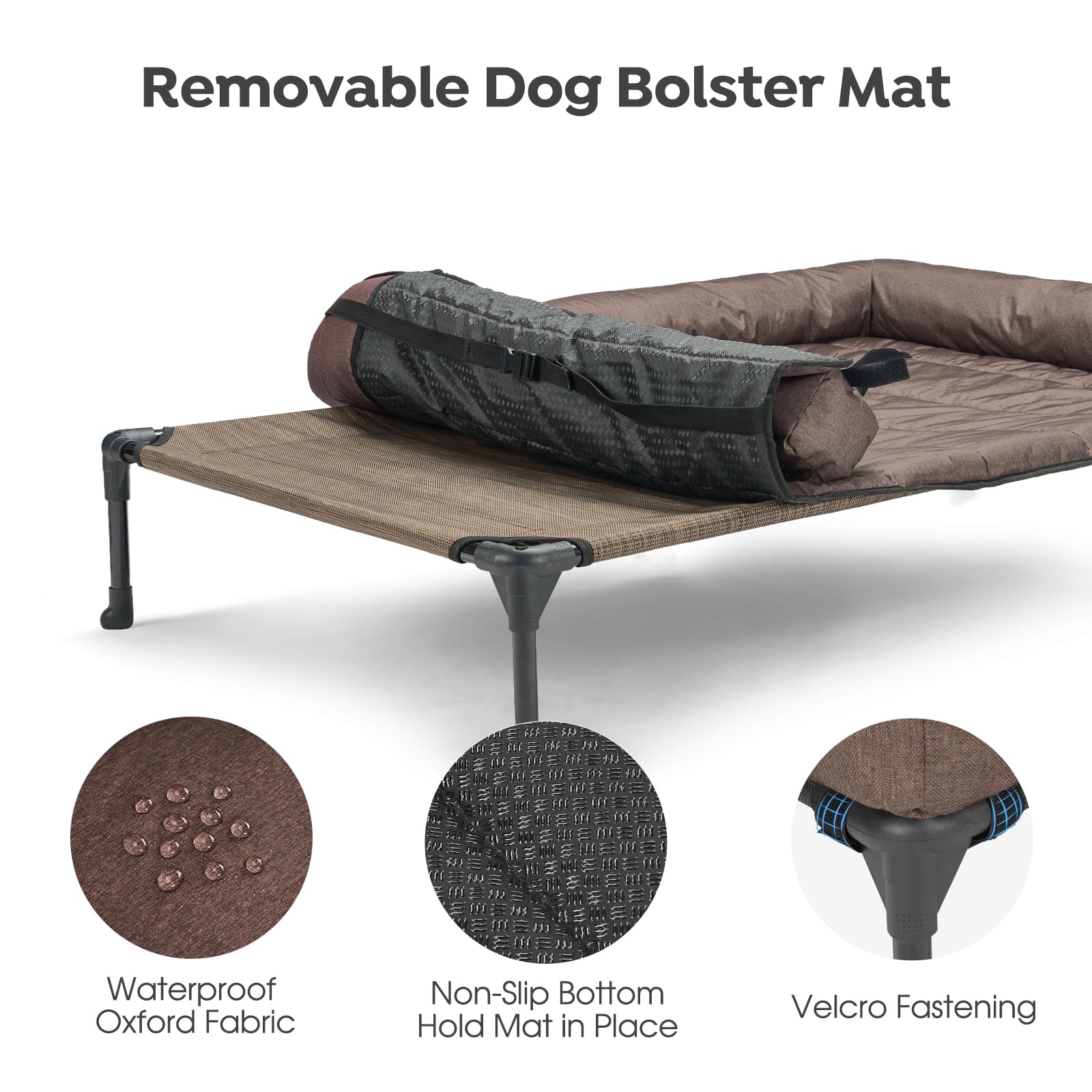Veehoo Cooling Elevated Dog Bed + Waterproof Removable Pillow-Top Mat, Dog Sofa Bed, Large, Brown
