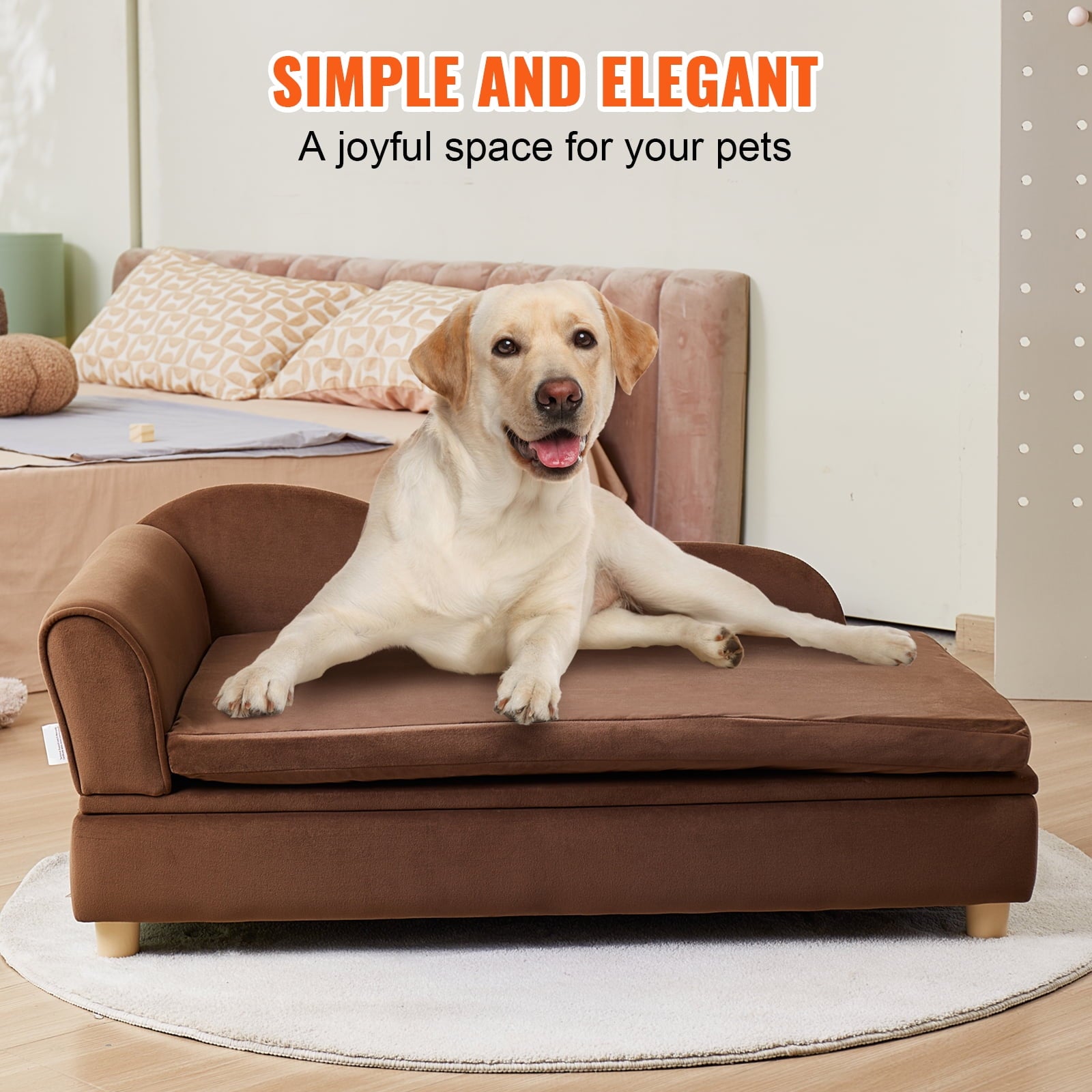 KFFKFF Pet Sofa Dog Couch for Large-Sized Dogs Dog Cat Sofa Bed 110 lbs Brown