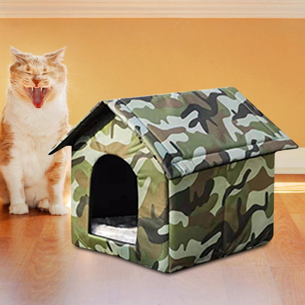 Oxford Cloth Stray Cats Shelter Weather Kennel Bed Puppy Kitten Small Dogs 40cmx35cmx40cm
