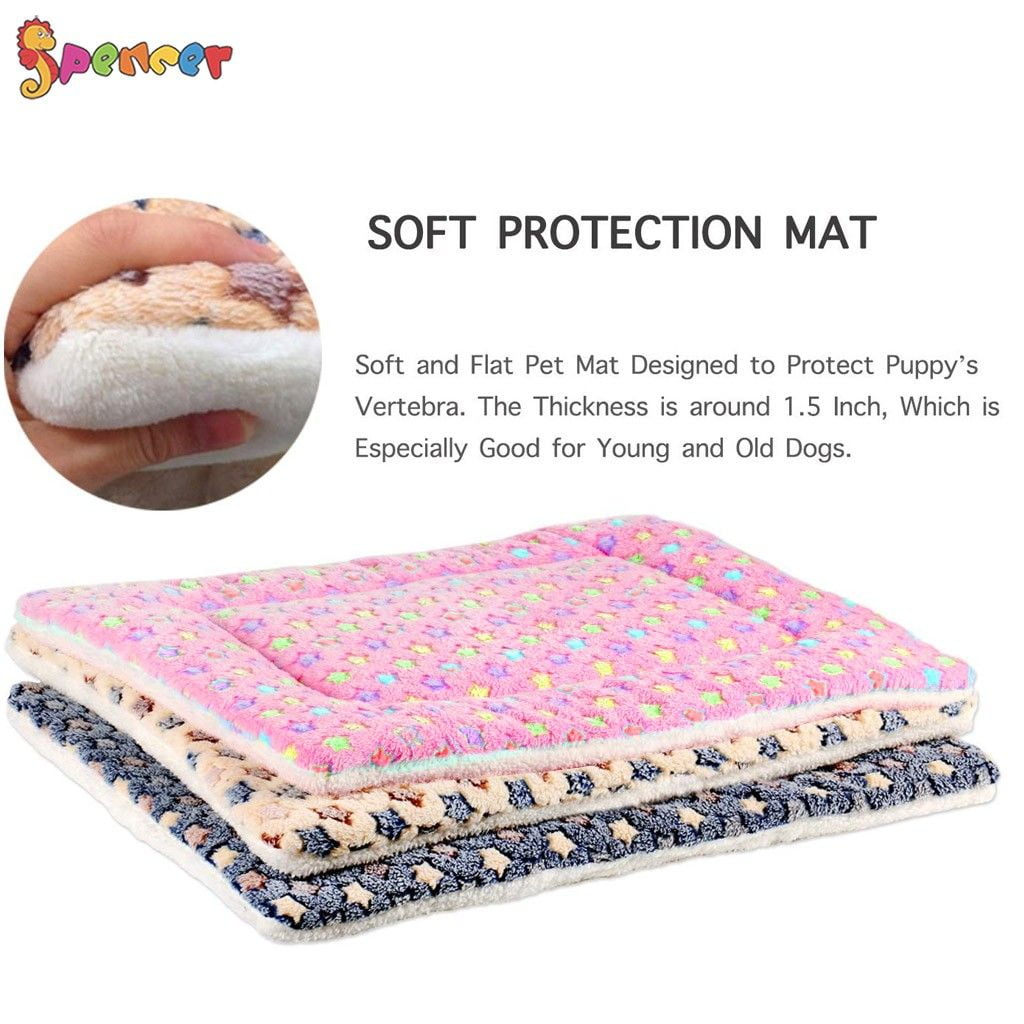 Spencer Large Dog Cat Pet Sleep Mat Soft Warm Reversible Fleece Crate Bed Mat Kennel Cage Cushion for Large Medium Small Dog Cat (S, Pink)