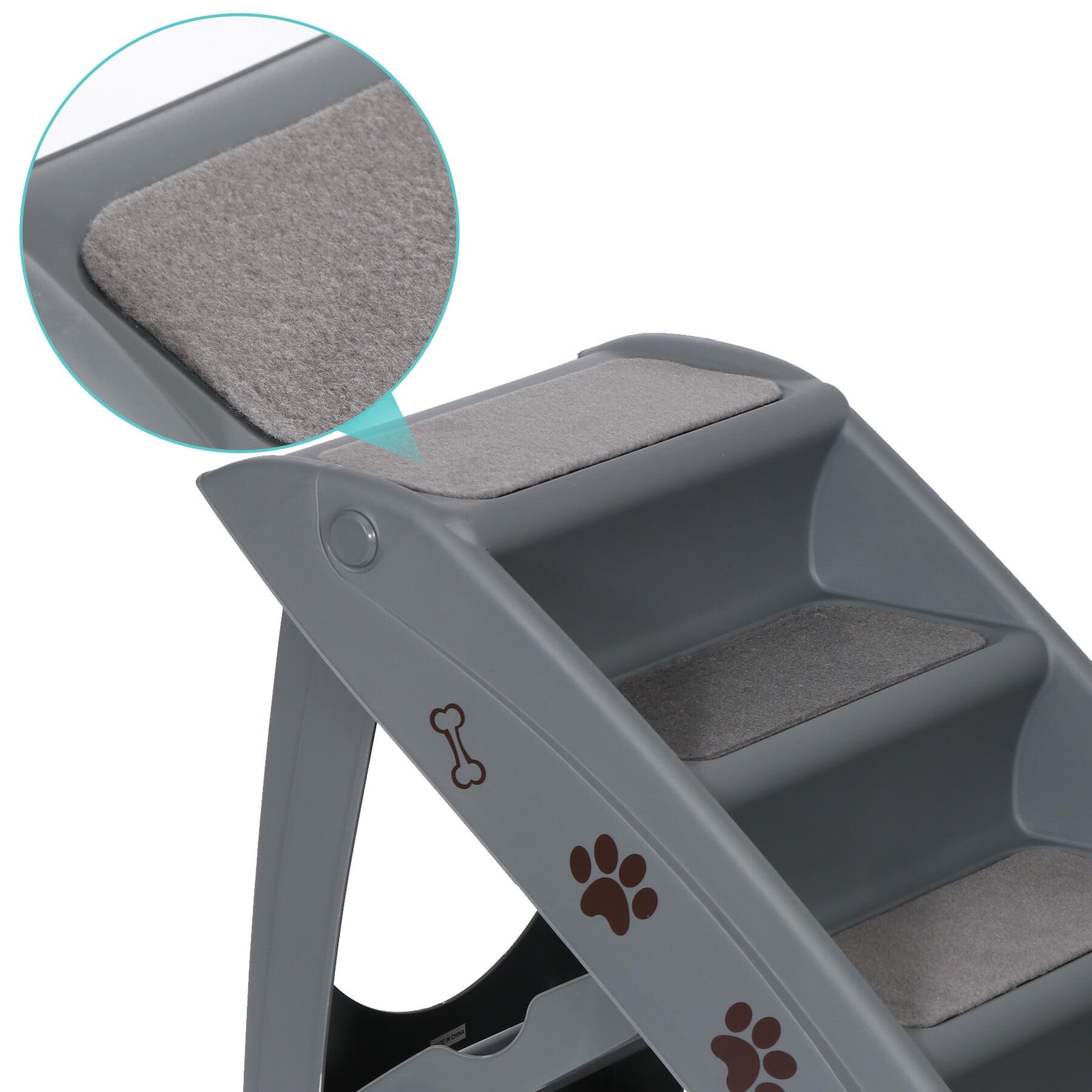 ZENSTYLE Pet Dog Foldable Stairs 4 Steps for High Bed with Non-slip Pad for Indoor Outdoor