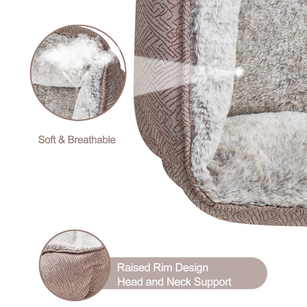 JOYELF Dog Bed Washable Calming Pet Bed, Anti Anxiety Cat Bed & Sofa, Cute Plush Pet Bed for Medium Dog and Cat - Medium Rectangle