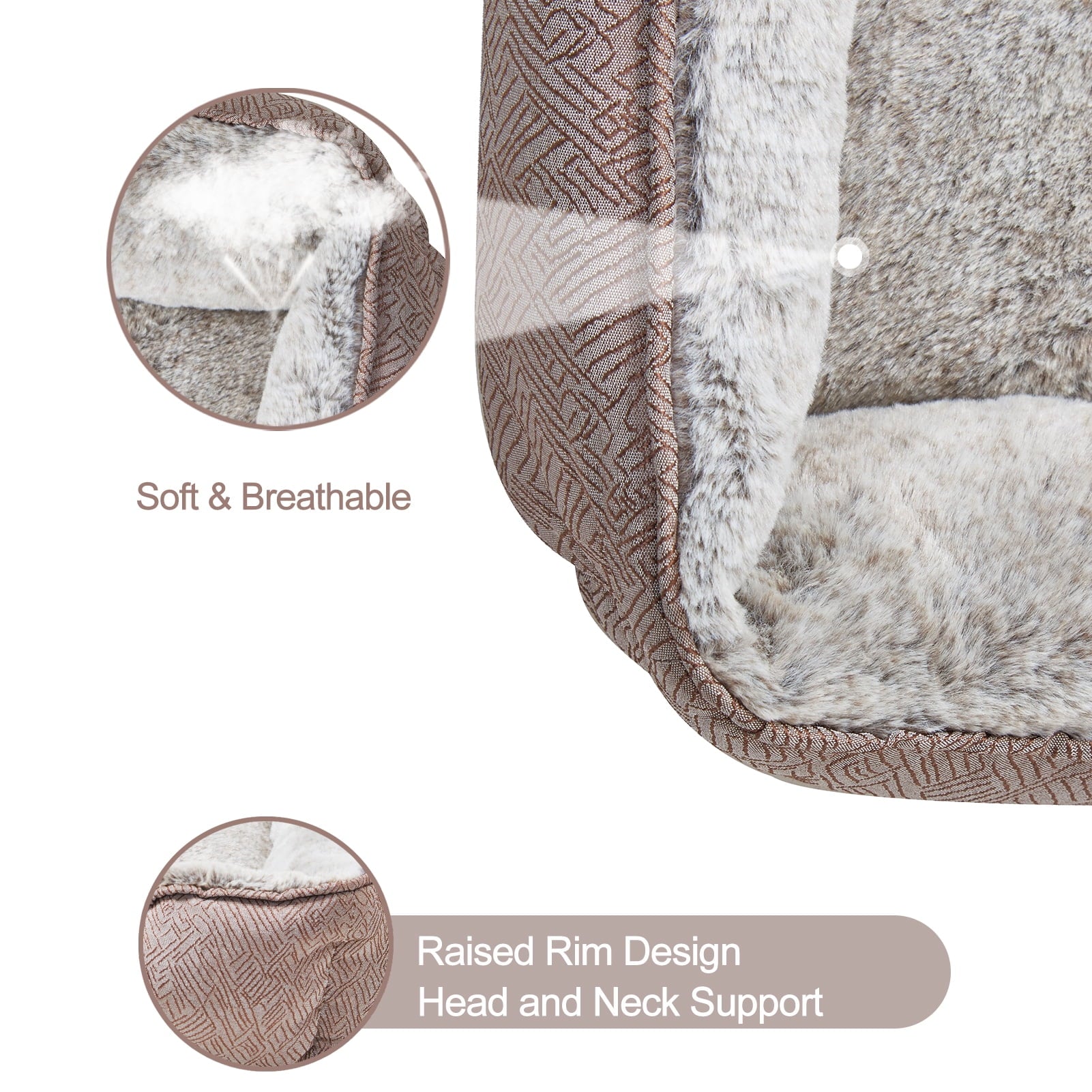 JOYELF Dog Bed Washable Calming Pet Bed, Anti Anxiety Cat Bed & Sofa, Cute Plush Pet Bed for Medium Dog and Cat - Medium Rectangle