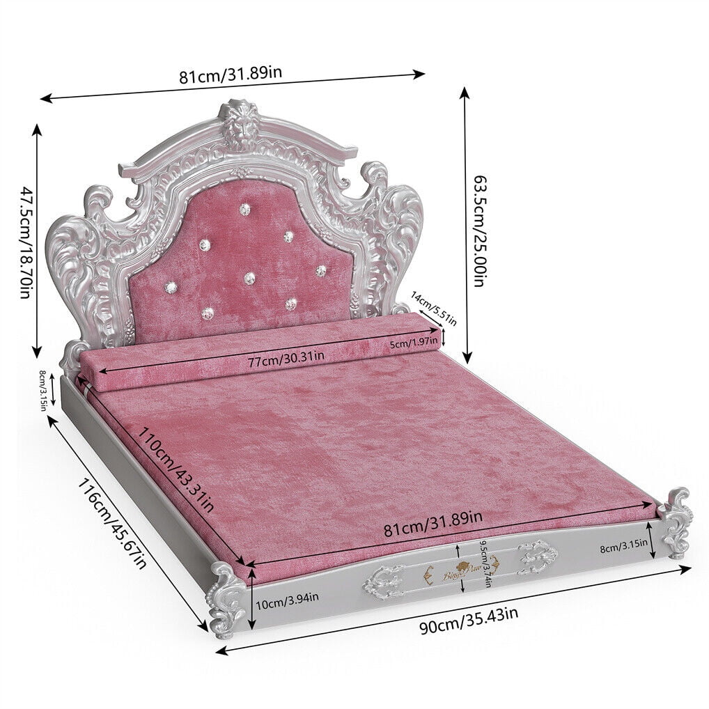 BingoPaw Luxury Pet Bed Dog Orthopedic Bed with Washable Dutch Velvet Cover, Silver Headboard