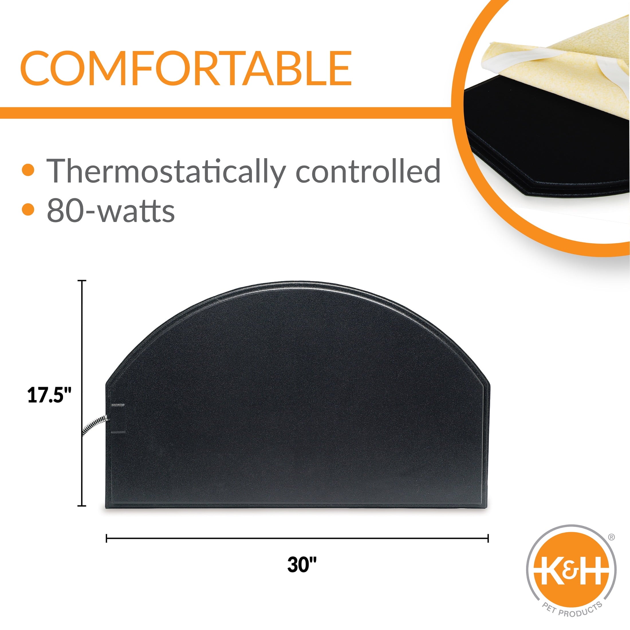 K&H Pet Products Lectro-Kennel Igloo Style Outdoor Heated Pad Black Large 17.5 X 30 Inches
