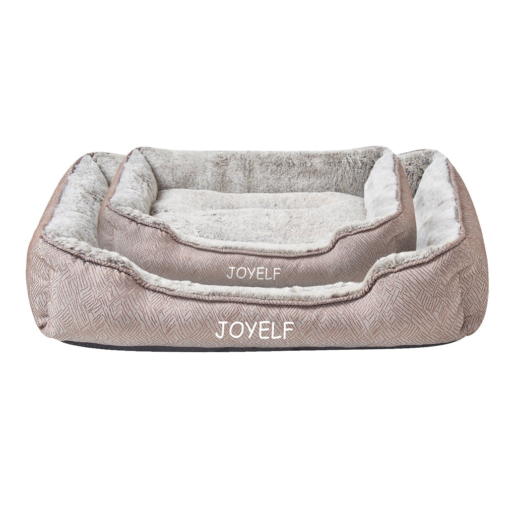 JOYELF Dog Bed Washable Calming Pet Bed, Anti Anxiety Cat Bed & Sofa, Cute Plush Pet Bed for Medium Dog and Cat - Medium Rectangle