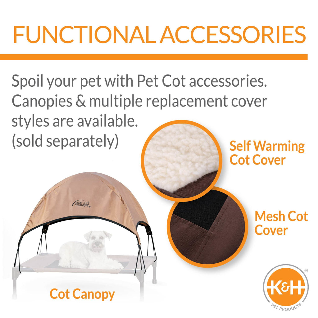 K&H Pet Products Original Bolster Pet Cot Elevated Pet Bed Chocolate/Black Mesh Medium 32 X 25 X 7 Inches